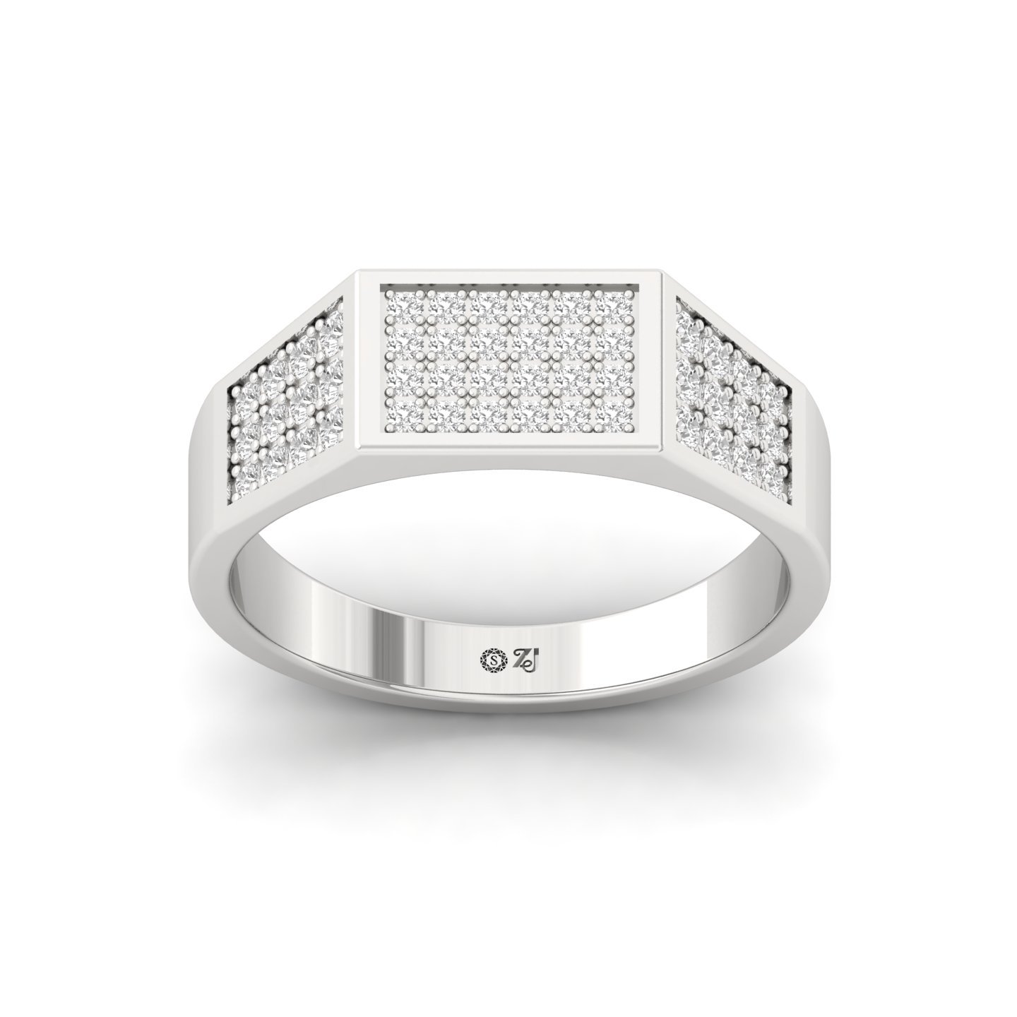 Round Cut Diamond Men’s Band Ring | Bold Lab Grown CVD Diamond Ring | 925 Silver | 10K | 14K | 18K - Main View