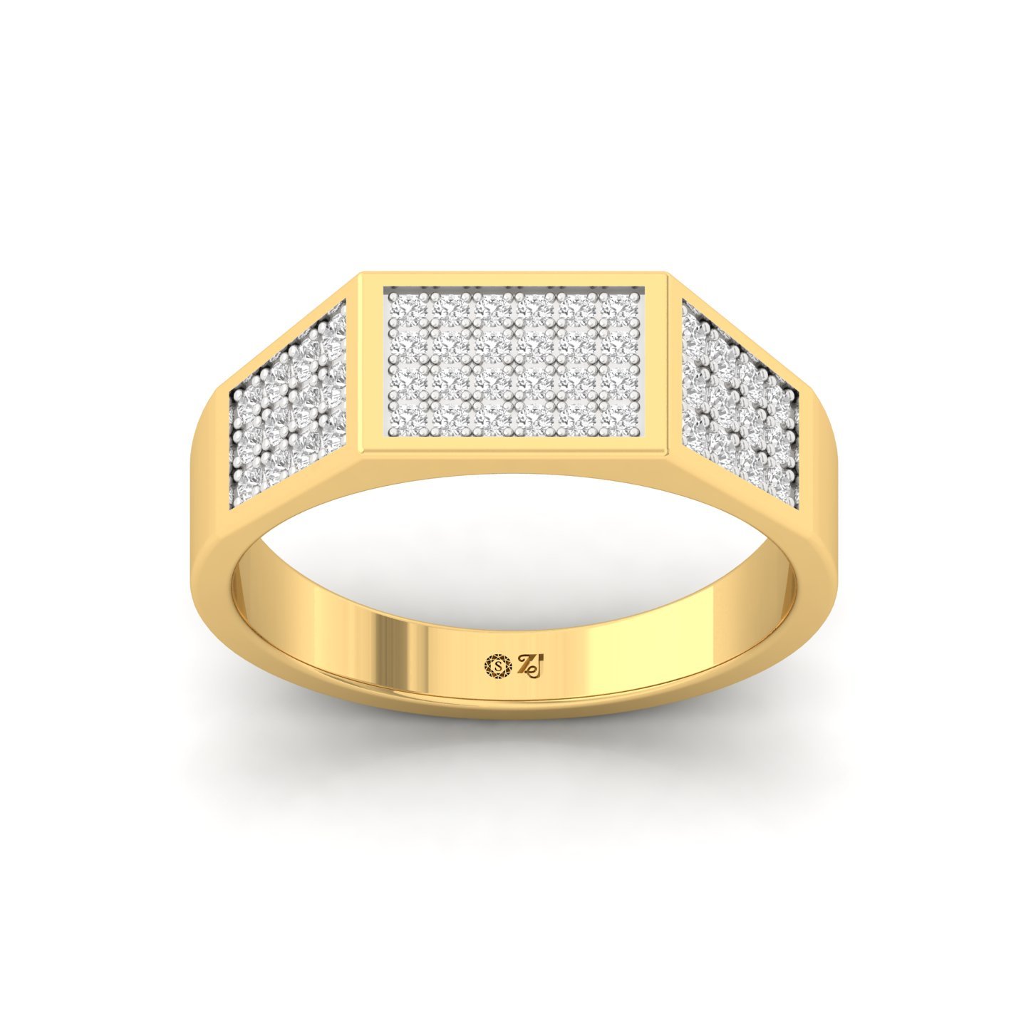 Round Cut Diamond Men’s Band Ring | Bold Lab Grown CVD Diamond Ring | 925 Silver | 10K | 14K | 18K - Gold Main View