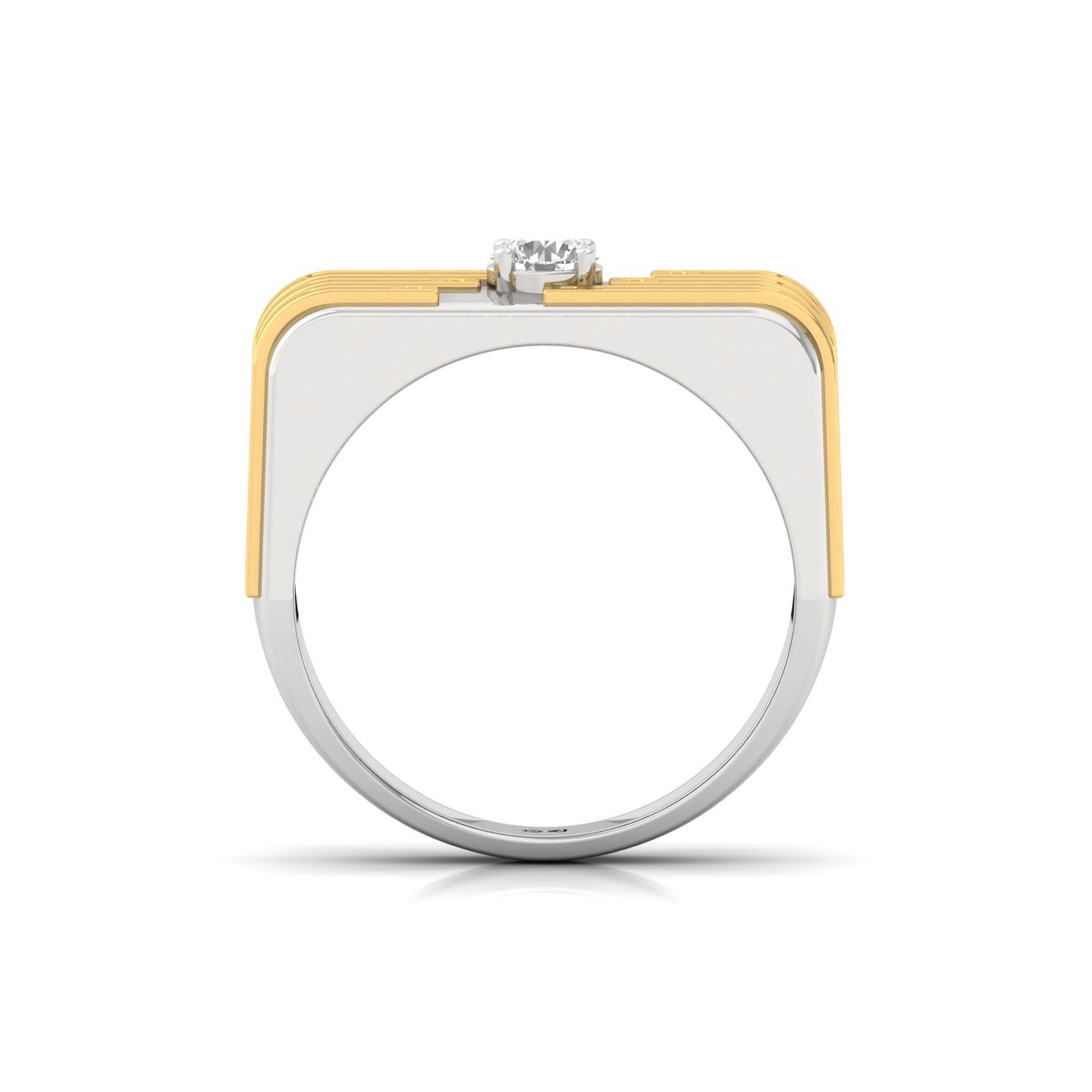 Round Cut Diamond Men’s Statement Ring | Modern Lab Grown CVD Diamond Designer Band | 925 Silver | 10K | 14K | 18K - View 3