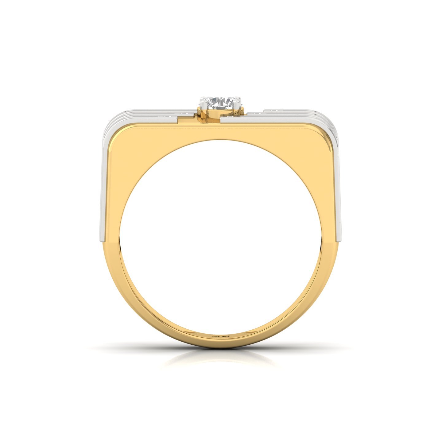 Round Cut Diamond Men’s Statement Ring | Modern Lab Grown CVD Diamond Designer Band | 925 Silver | 10K | 14K | 18K - View 3