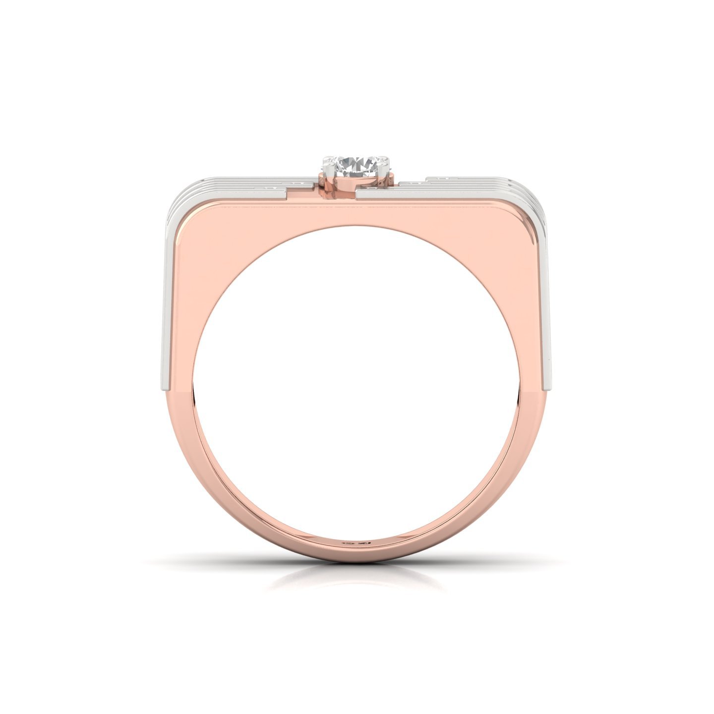 Round Cut Diamond Men’s Statement Ring | Modern Lab Grown CVD Diamond Designer Band | 925 Silver | 10K | 14K | 18K - View 3