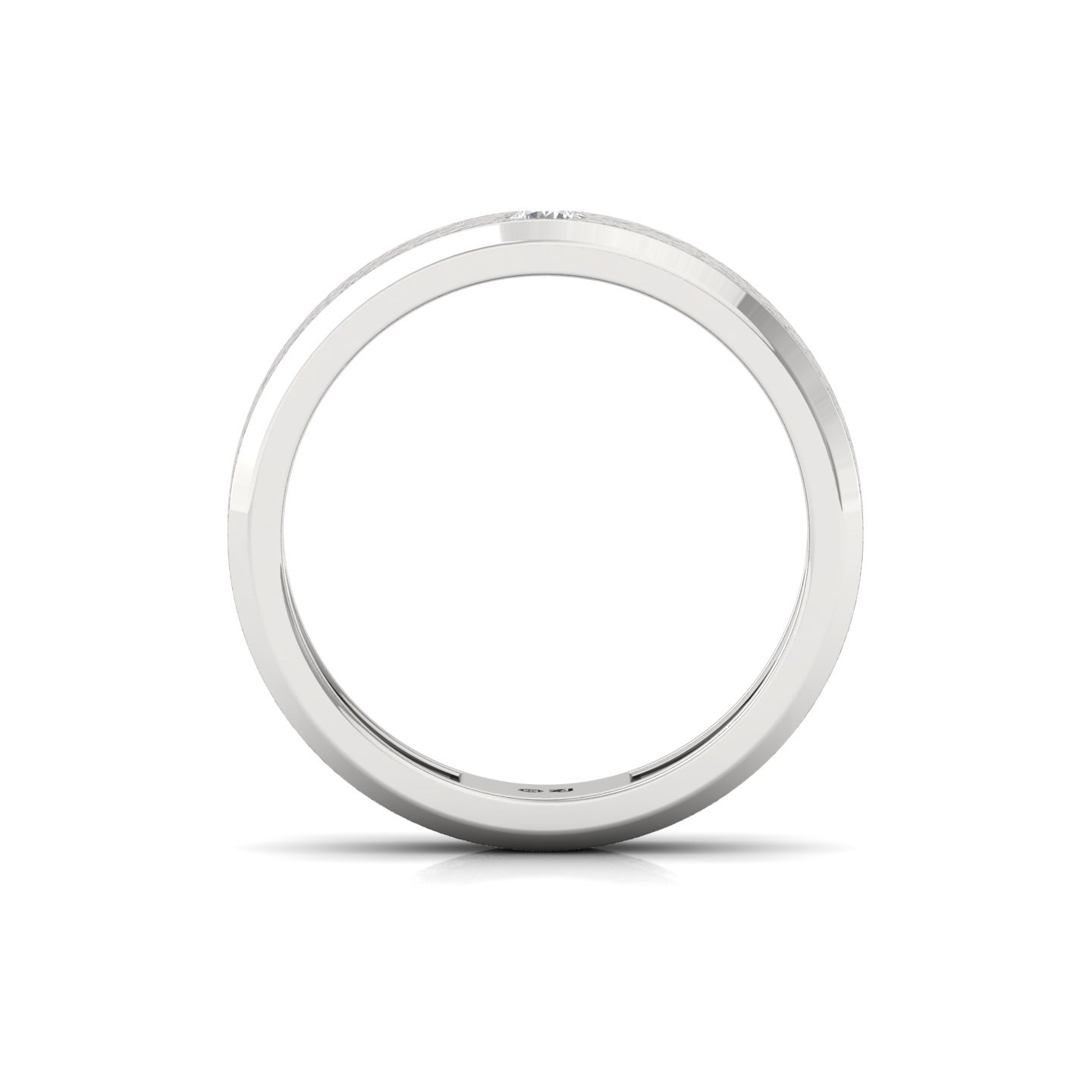 Round Cut Diamond Men’s Matte Finish Band Ring | Modern Lab Grown CVD Diamond Ring | 925 Silver | 10K | 14K | 18K - View 3