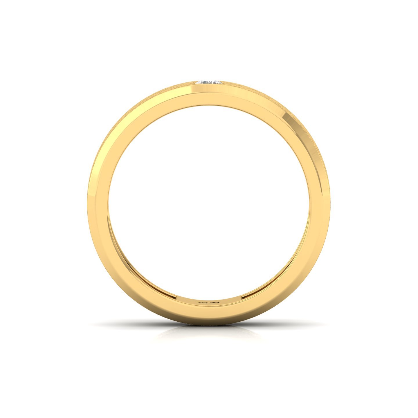 Round Cut Diamond Men’s Matte Finish Band Ring | Modern Lab Grown CVD Diamond Ring | 925 Silver | 10K | 14K | 18K - View 3