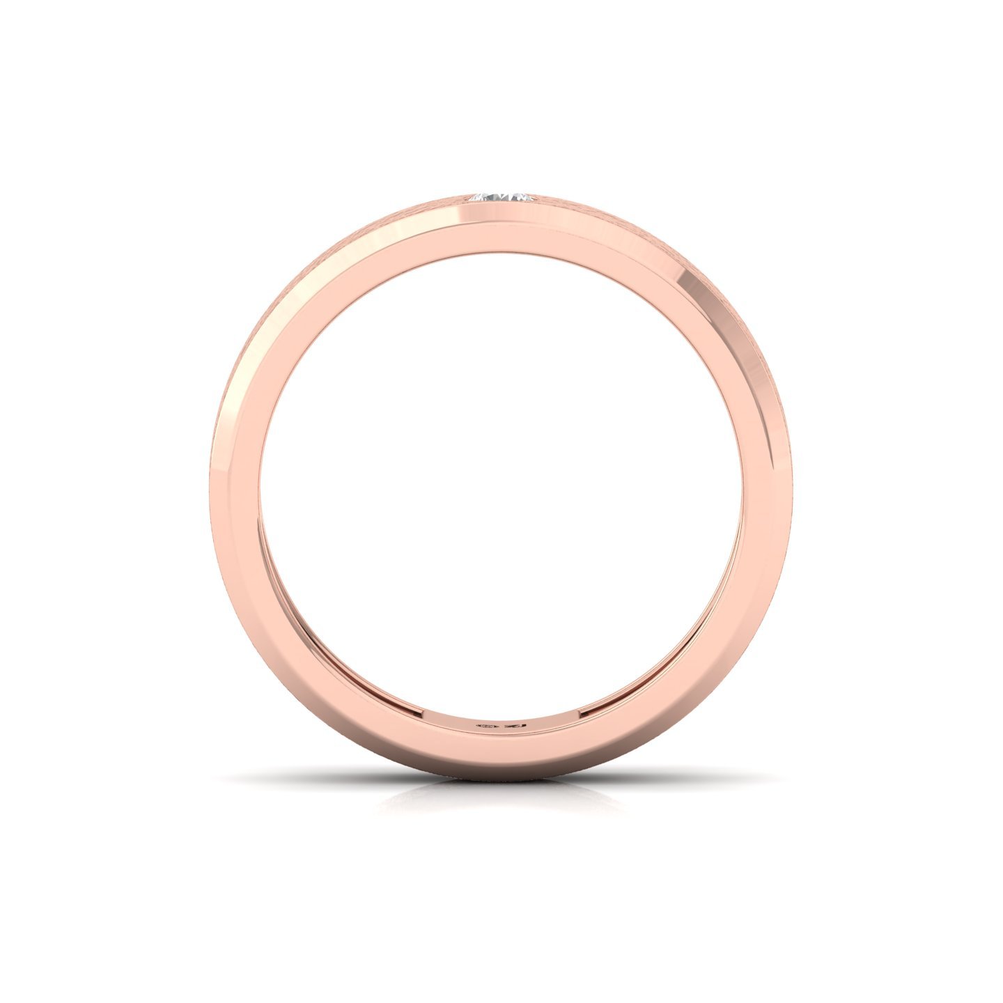 Round Cut Diamond Men’s Matte Finish Band Ring | Modern Lab Grown CVD Diamond Ring | 925 Silver | 10K | 14K | 18K - View 3