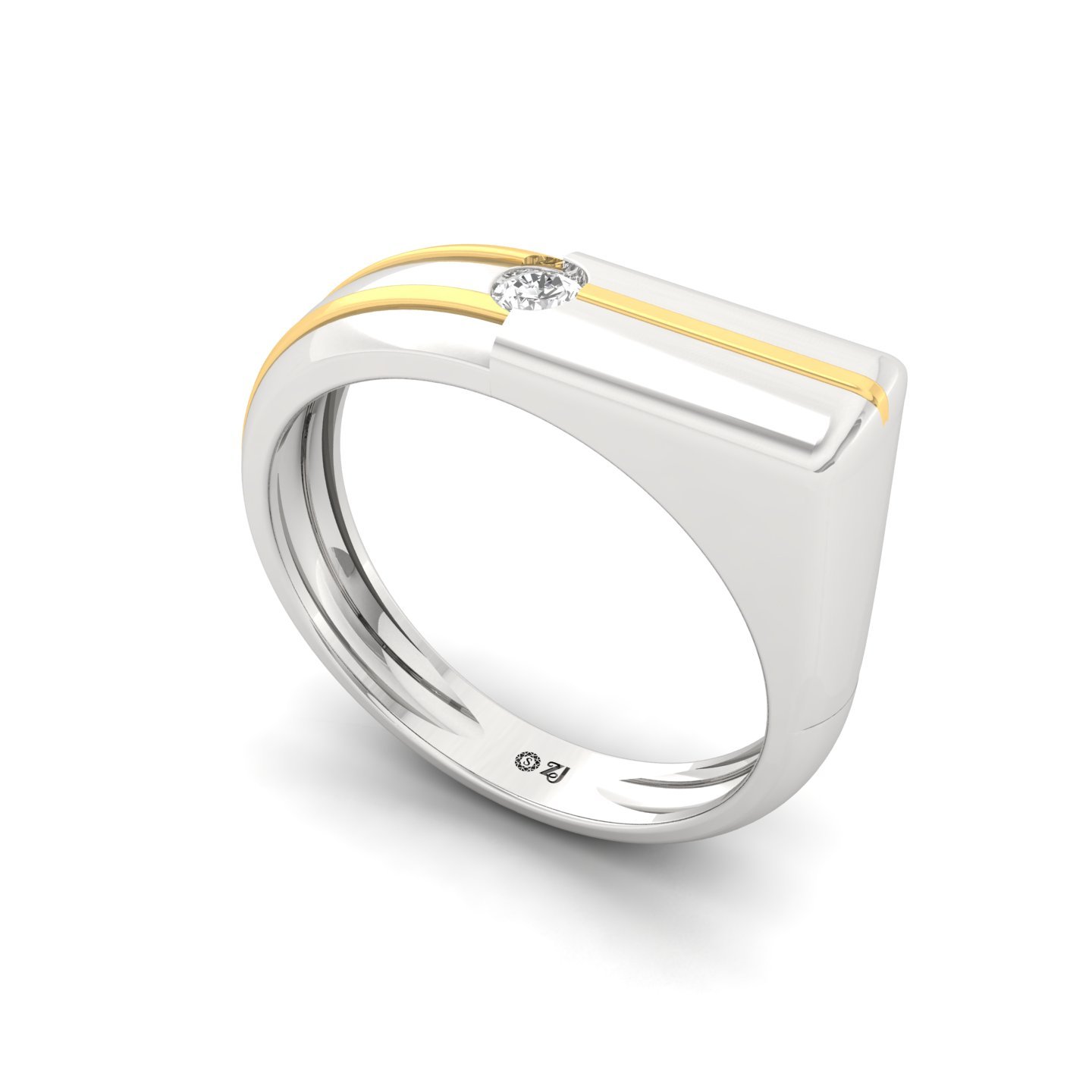 Round Cut Diamond Men’s Matte Finish Band Ring | Modern Lab Grown CVD Diamond Ring - View 2