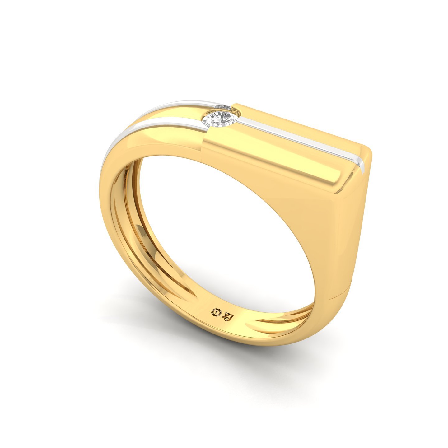 Round Cut Diamond Men’s Matte Finish Band Ring | Modern Lab Grown CVD Diamond Ring - View 2