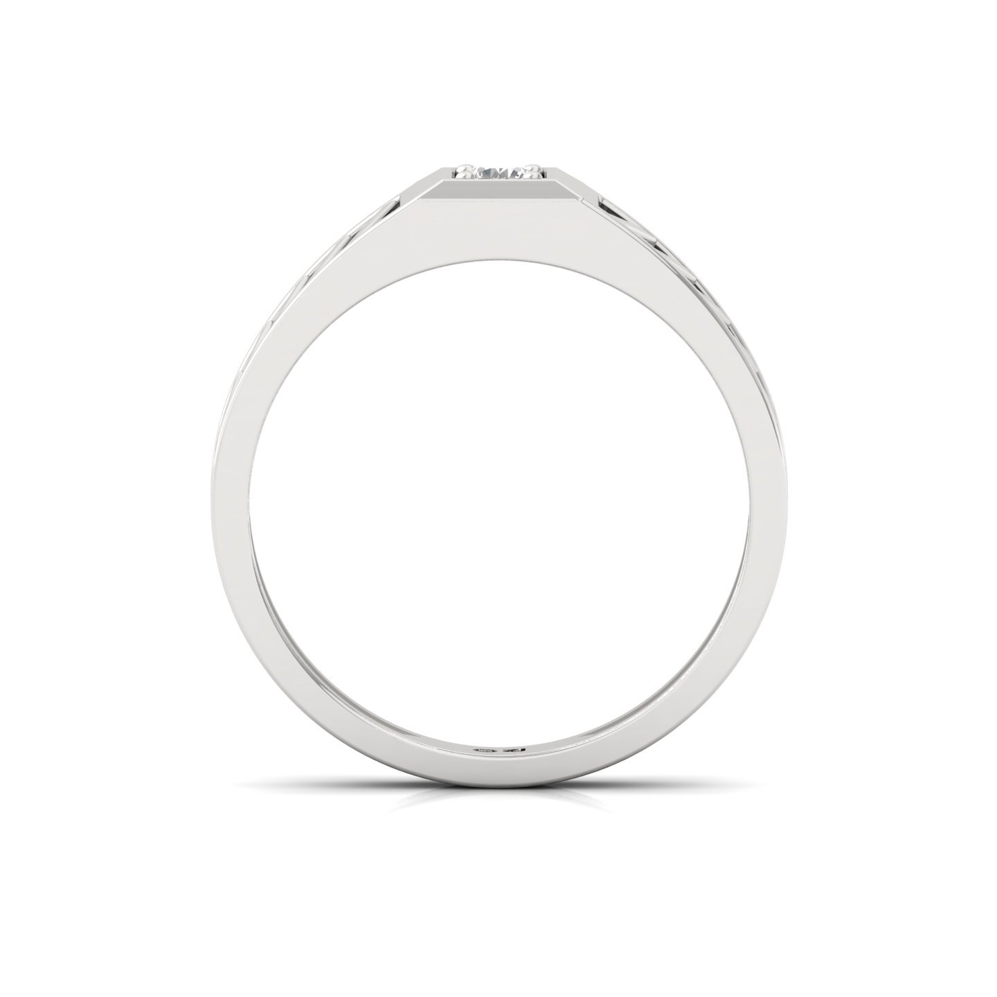 Round Cut Diamond Men’s Geometric Band Ring | Contemporary Lab Grown CVD Diamond Ring | 925 Silver | 10K | 14K | 18K - View 3