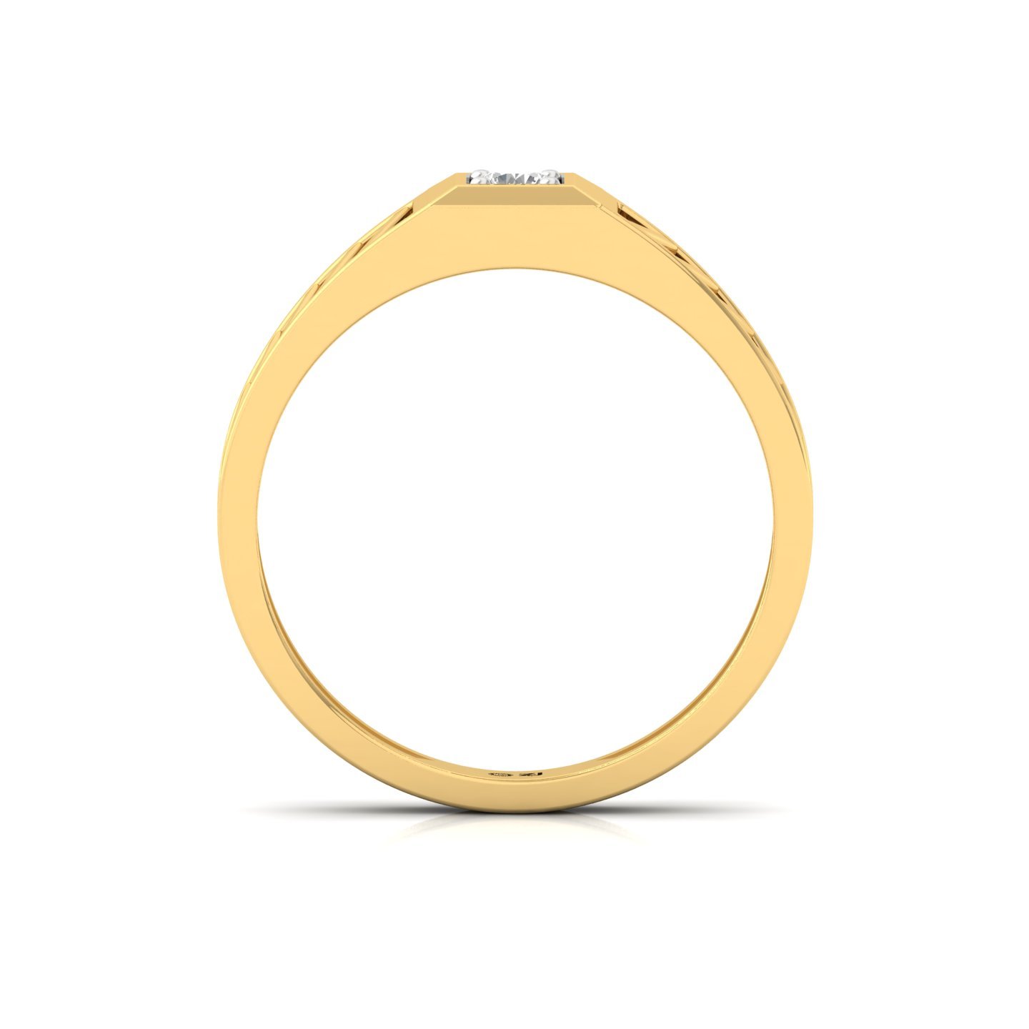 Round Cut Diamond Men’s Geometric Band Ring | Contemporary Lab Grown CVD Diamond Ring | 925 Silver | 10K | 14K | 18K - View 3