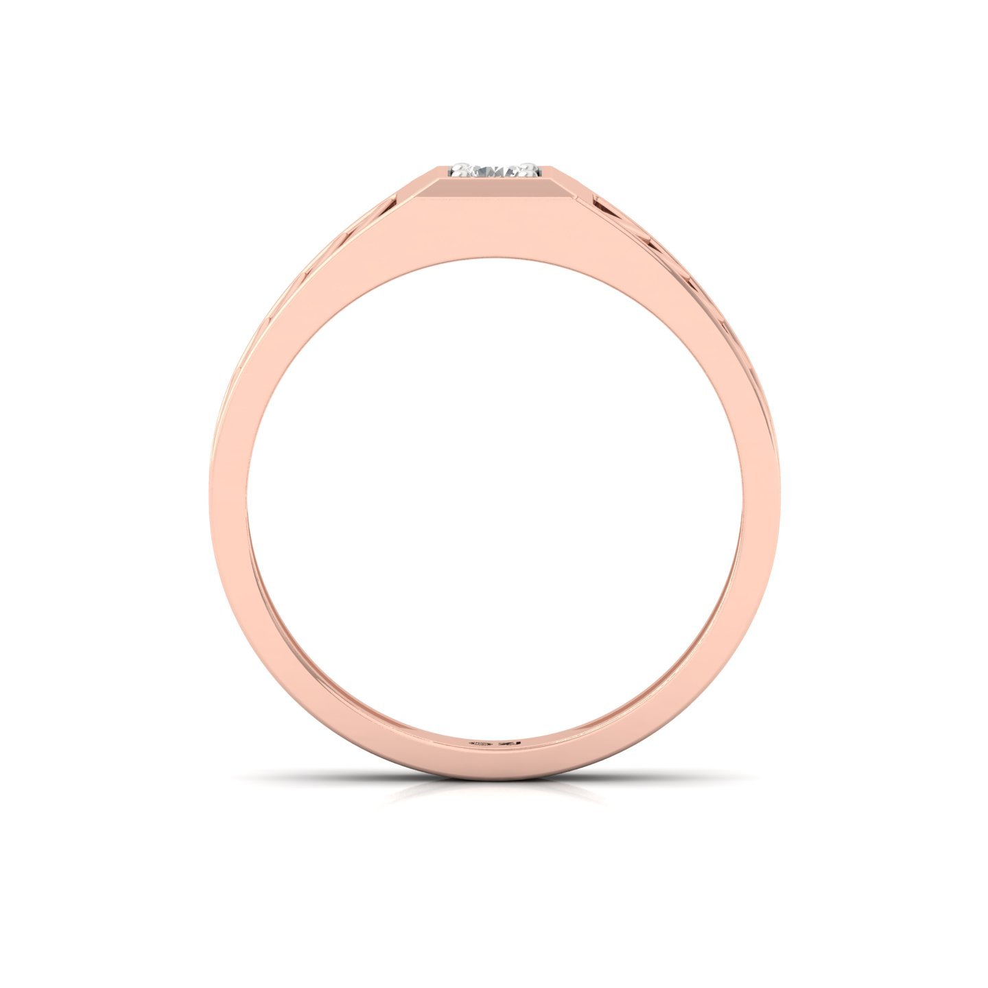 Round Cut Diamond Men’s Geometric Band Ring | Contemporary Lab Grown CVD Diamond Ring | 925 Silver | 10K | 14K | 18K - View 3