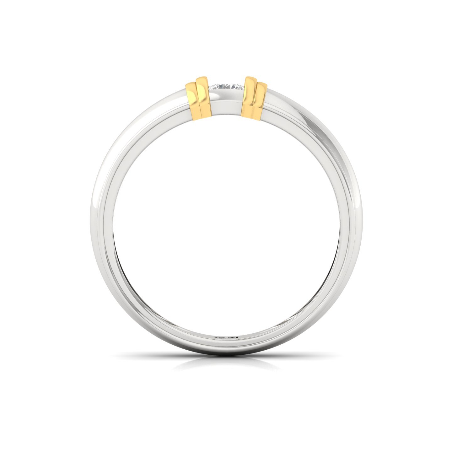 Round Cut Diamond Men’s Two-Tone Band Ring | Lab Grown CVD Diamond Solitaire Ring | 925 Silver | 10K | 14K | 18K - View 3