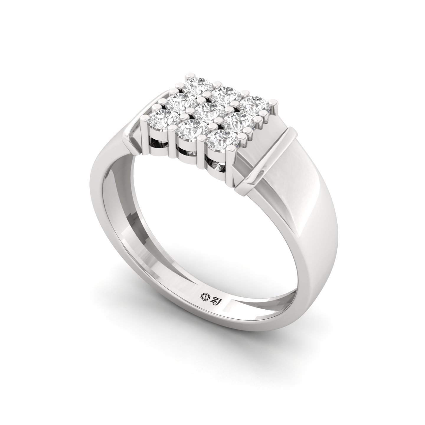 Round Cut Diamond Men’s Cluster Ring | Lab Grown CVD Diamond Multi-Stone Ring | 925 Silver | 10K | 14K | 18K - View 2