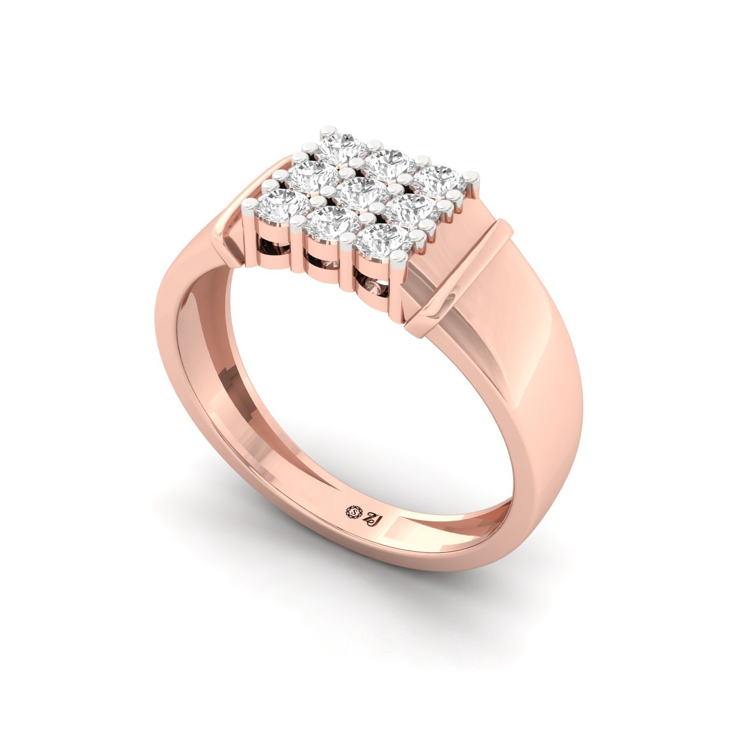 Round Cut Diamond Men’s Cluster Ring | Lab Grown CVD Diamond Multi-Stone Ring | 925 Silver | 10K | 14K | 18K - View 2