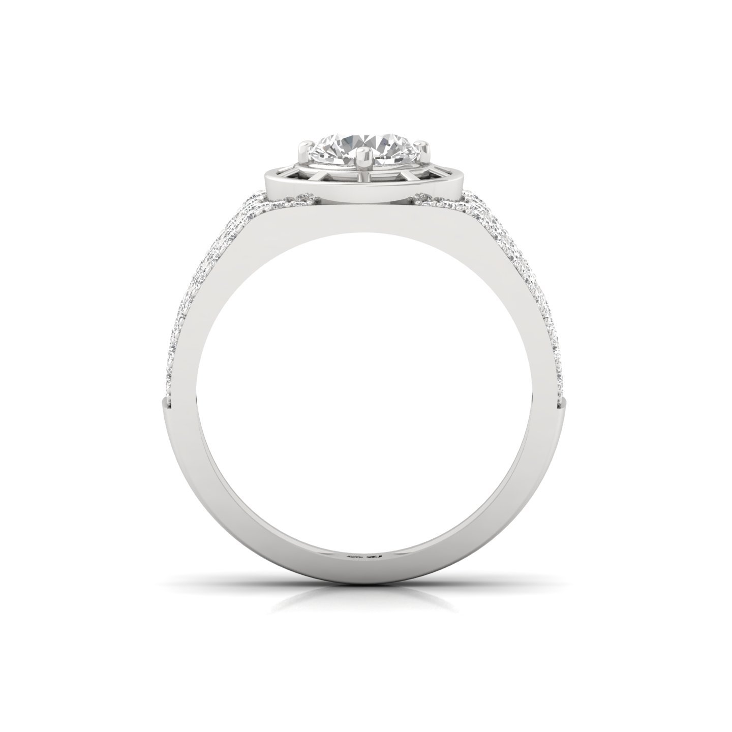 Round Cut Diamond Men’s Luxury Statement Ring | Lab Grown CVD Diamond Multi-Row Pavé Ring | 925 Silver | 10K | 14K | 18K - View 2