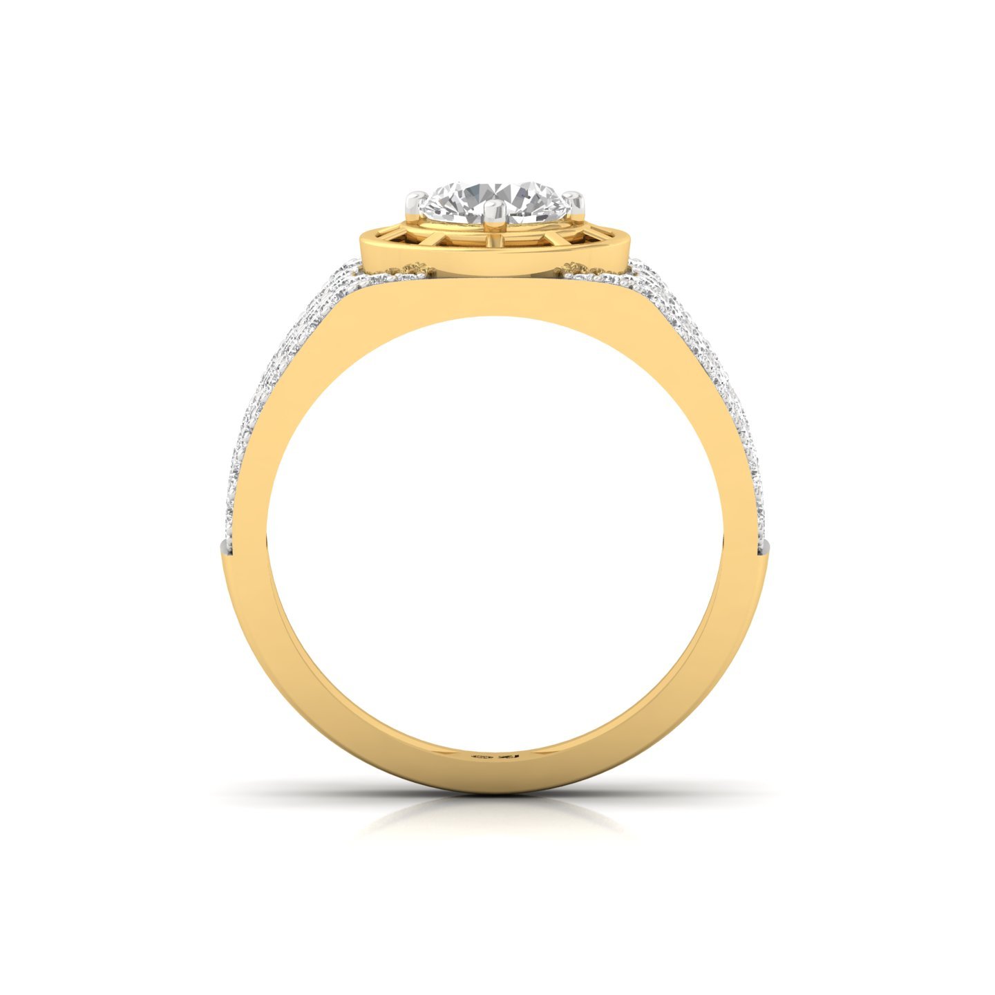 Round Cut Diamond Men’s Luxury Statement Ring | Lab Grown CVD Diamond Multi-Row Pavé Ring | 925 Silver | 10K | 14K | 18K - View 3