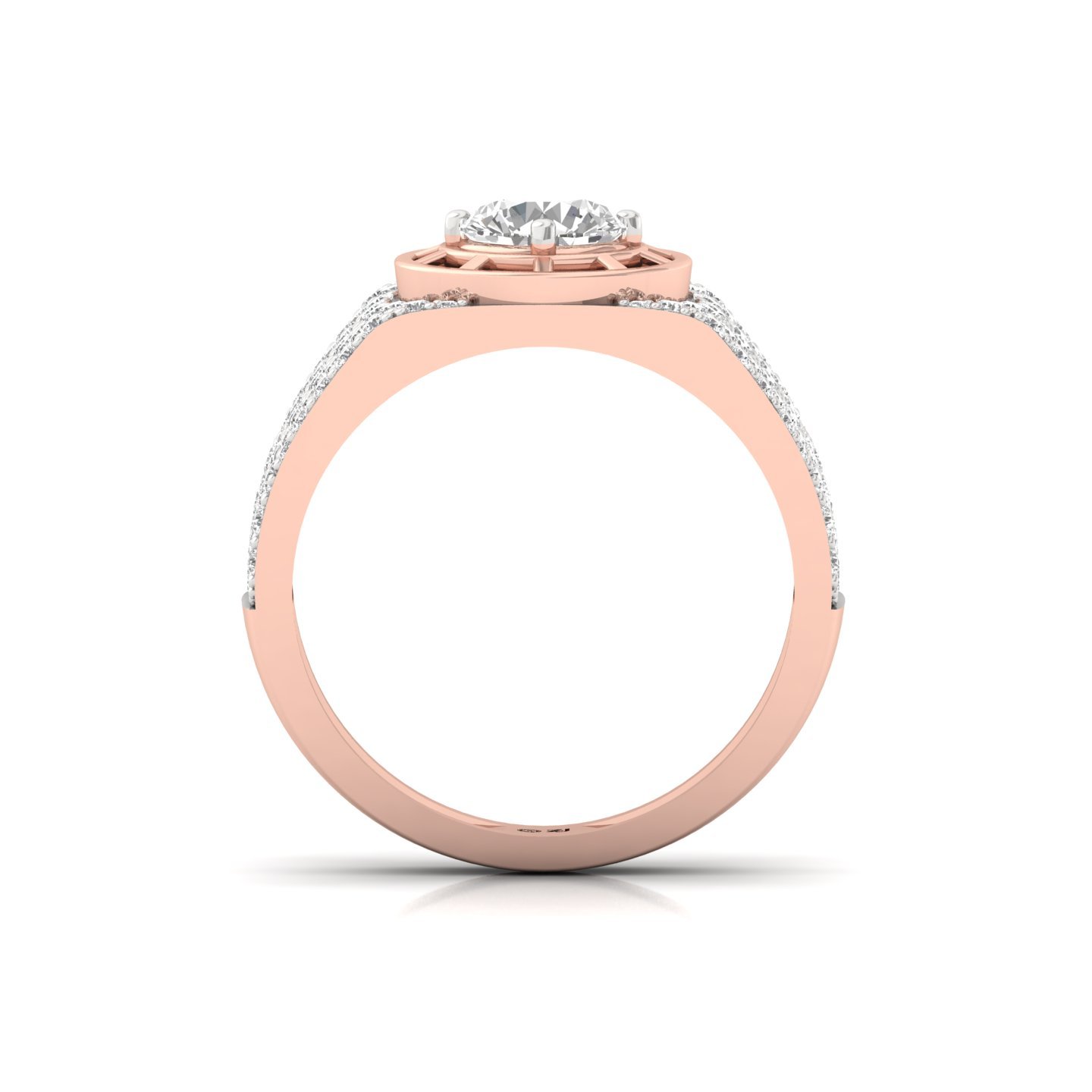 Round Cut Diamond Men’s Luxury Statement Ring | Lab Grown CVD Diamond Multi-Row Pavé Ring | 925 Silver | 10K | 14K | 18K - View 3