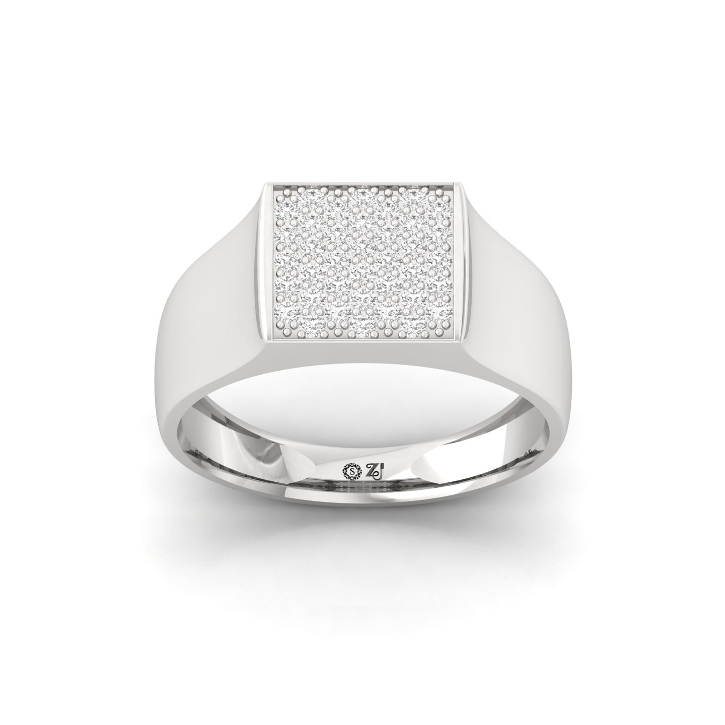 Round Cut Diamond Men’s Pavé Band Ring | Lab Grown CVD Diamond Luxury Ring | 925 Silver | 10K | 14K | 18K - Main View