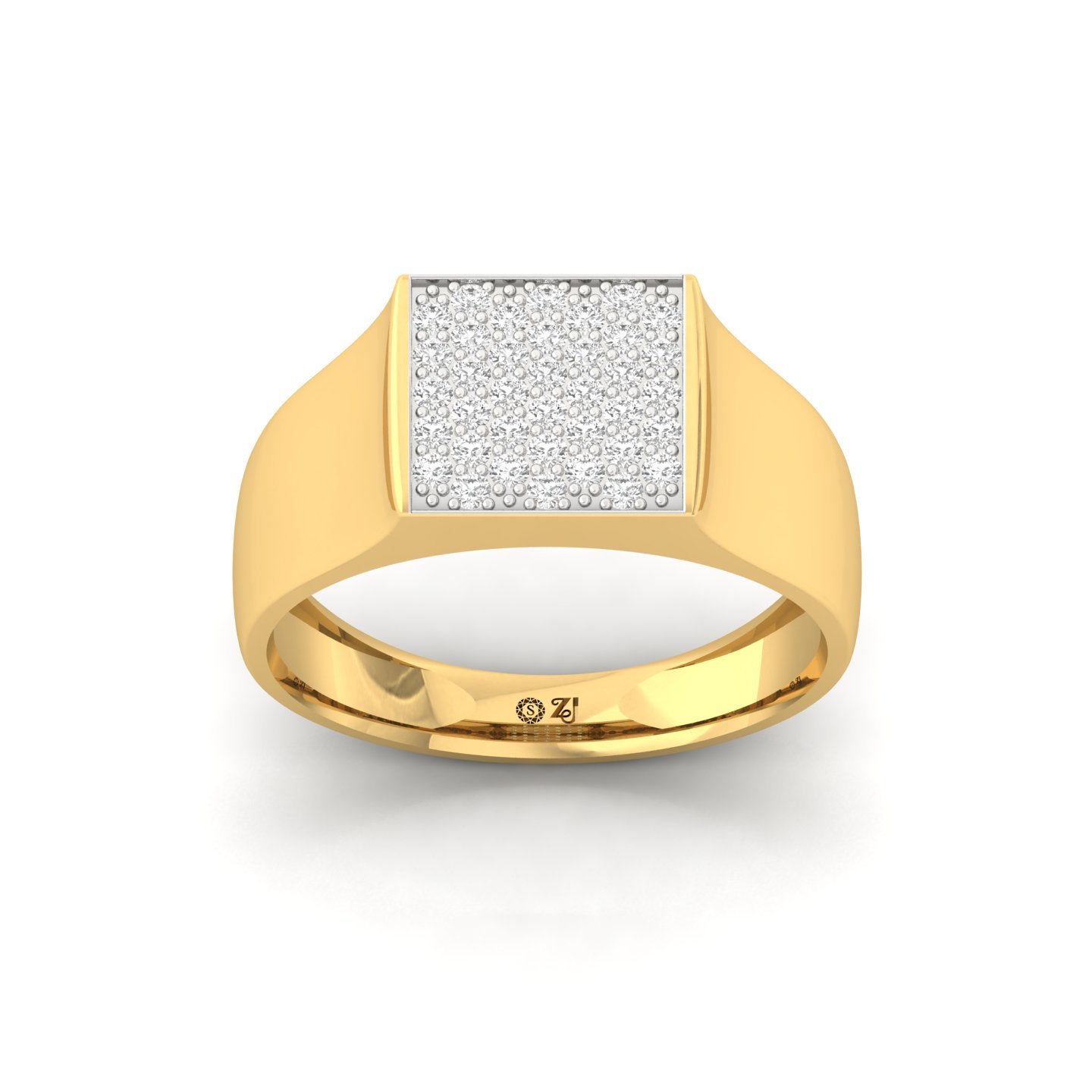 Round Cut Diamond Men’s Pavé Band Ring | Lab Grown CVD Diamond Luxury Ring | 925 Silver | 10K | 14K | 18K - Gold Main View