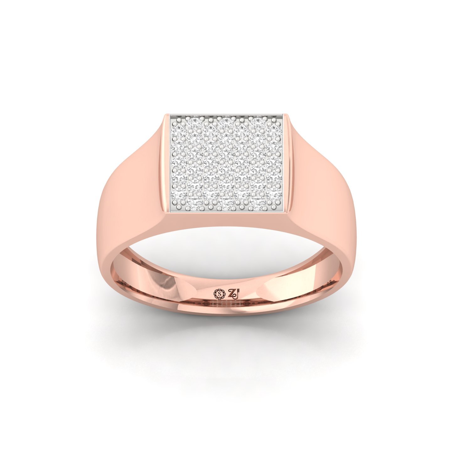 Round Cut Diamond Men’s Pavé Band Ring | Lab Grown CVD Diamond Luxury Ring | 925 Silver | 10K | 14K | 18K - Rose Gold Main View