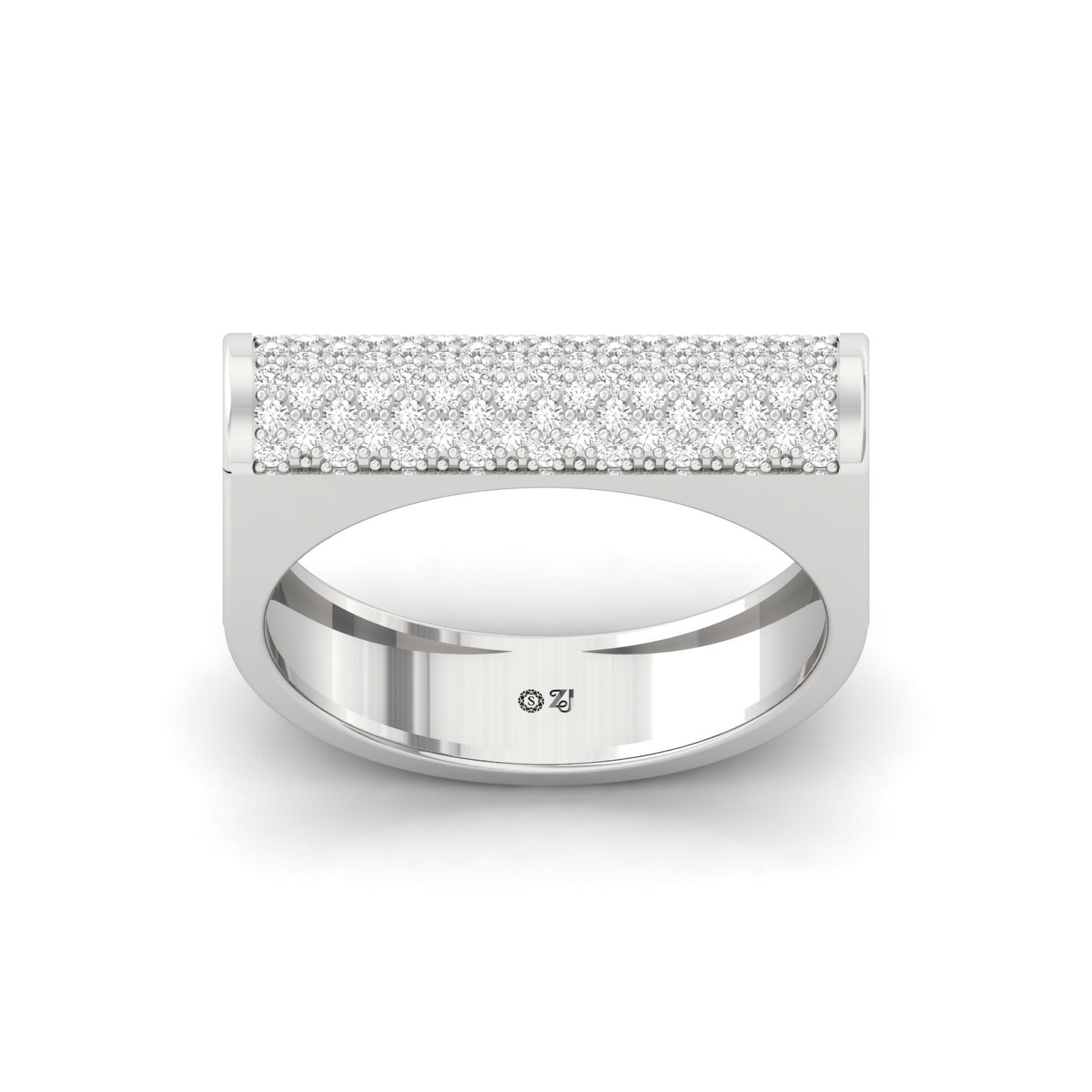 Round Cut Diamond Men’s Wide Pavé Band Ring | Lab Grown CVD Diamond Statement Ring | 925 Silver | 10K | 14K | 18K - Main View