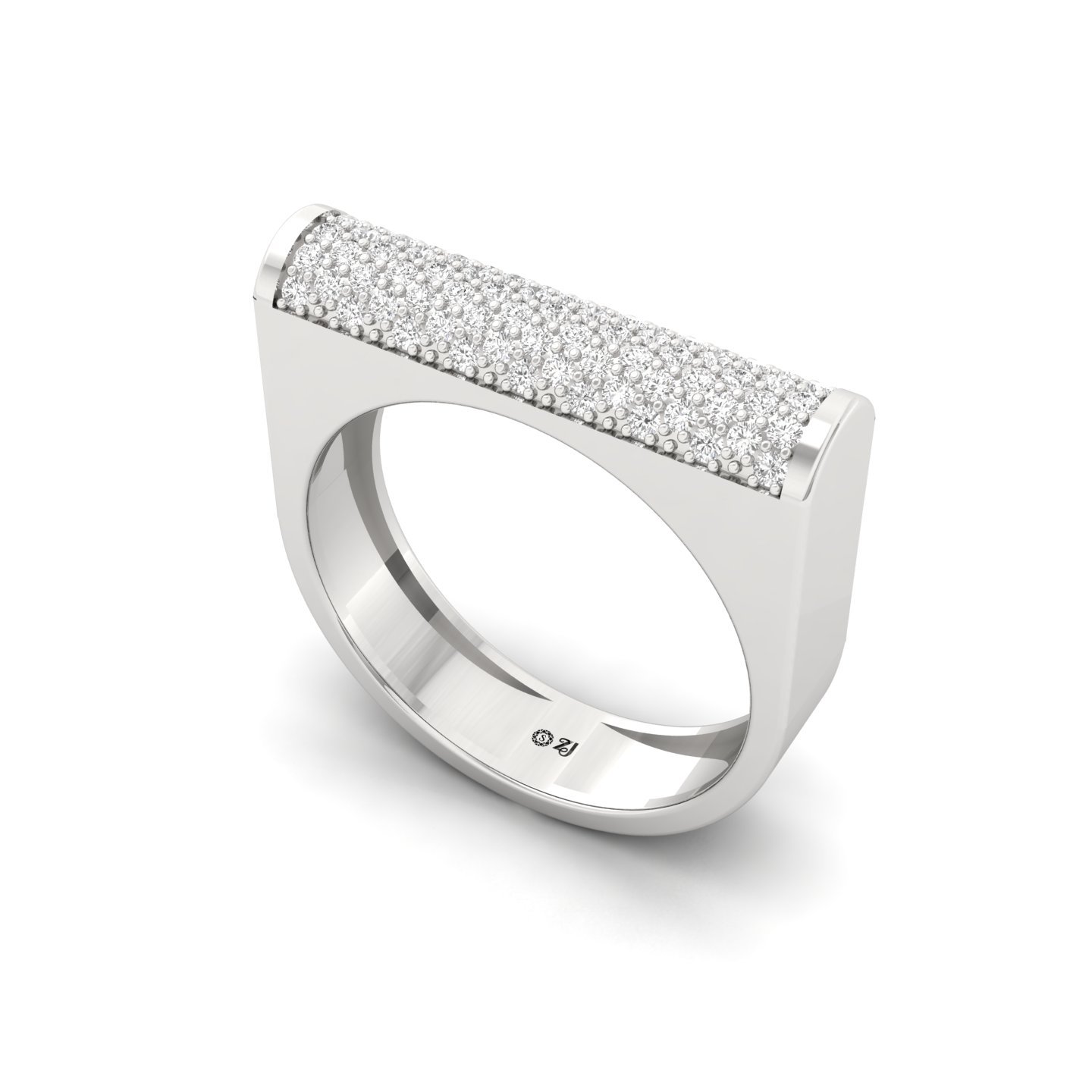 Round Cut Diamond Men’s Wide Pavé Band Ring | Lab Grown CVD Diamond Statement Ring | 925 Silver | 10K | 14K | 18K - View 2