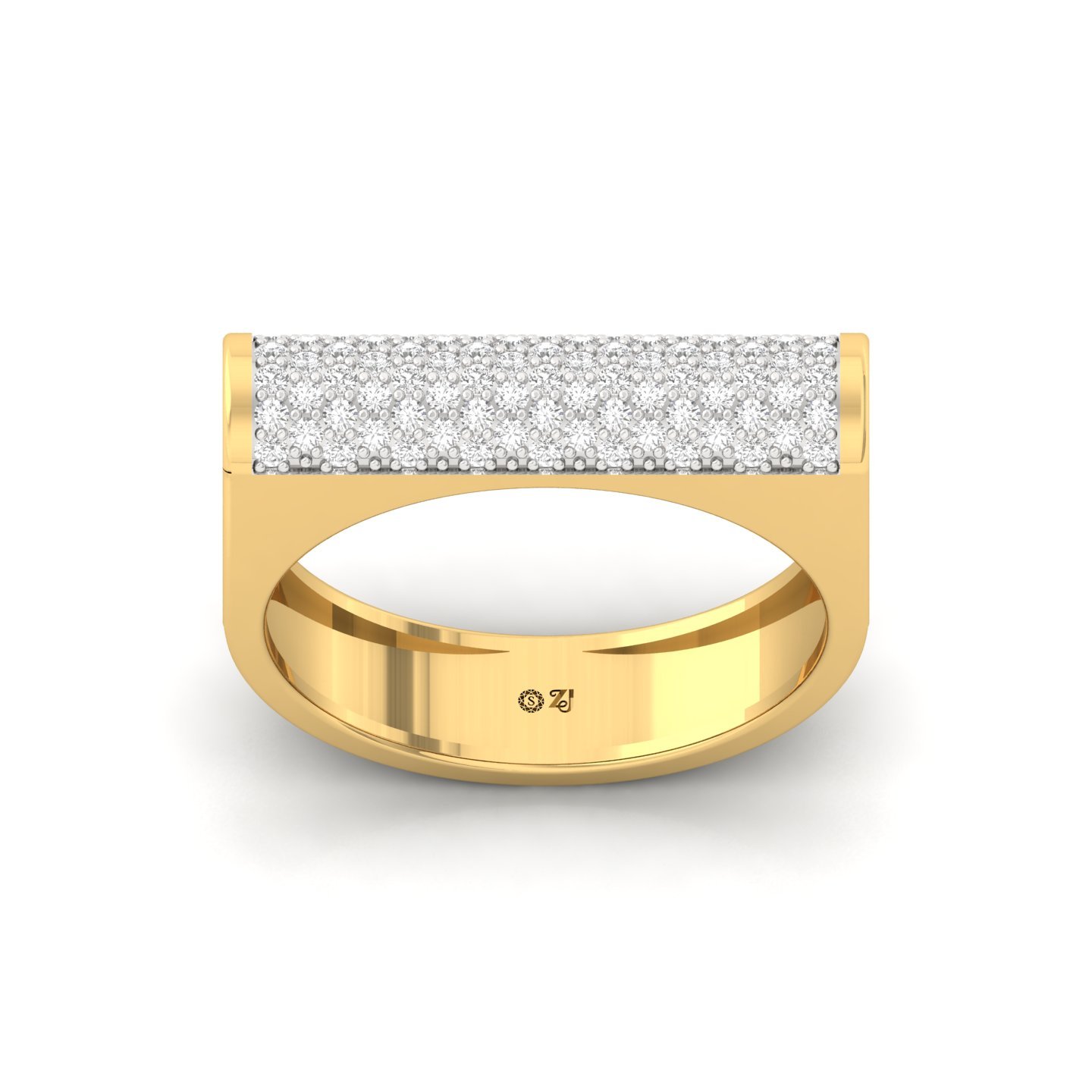 Round Cut Diamond Men’s Wide Pavé Band Ring | Lab Grown CVD Diamond Statement Ring | 925 Silver | 10K | 14K | 18K - Gold Main View