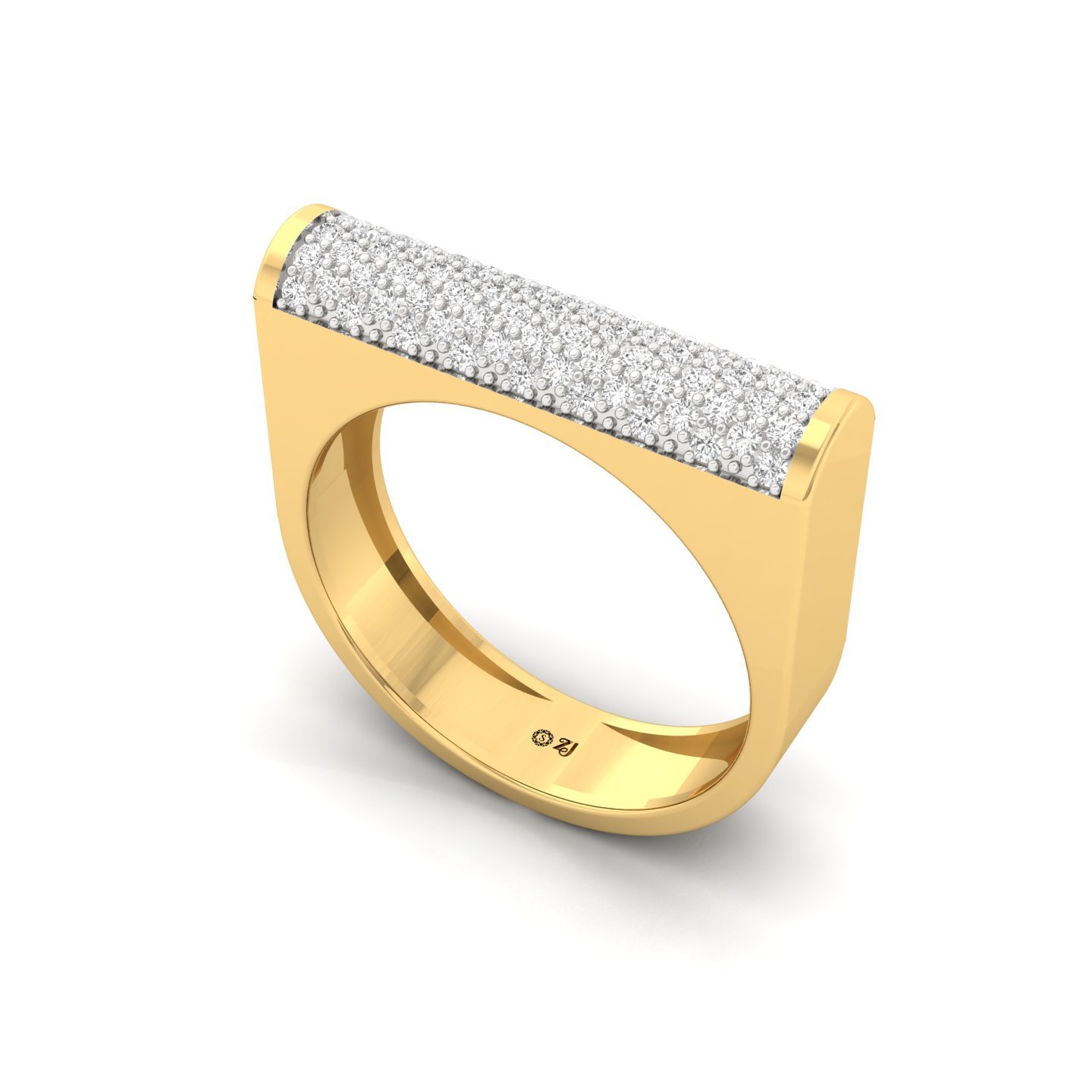 Round Cut Diamond Men’s Wide Pavé Band Ring | Lab Grown CVD Diamond Statement Ring | 925 Silver | 10K | 14K | 18K - View 2