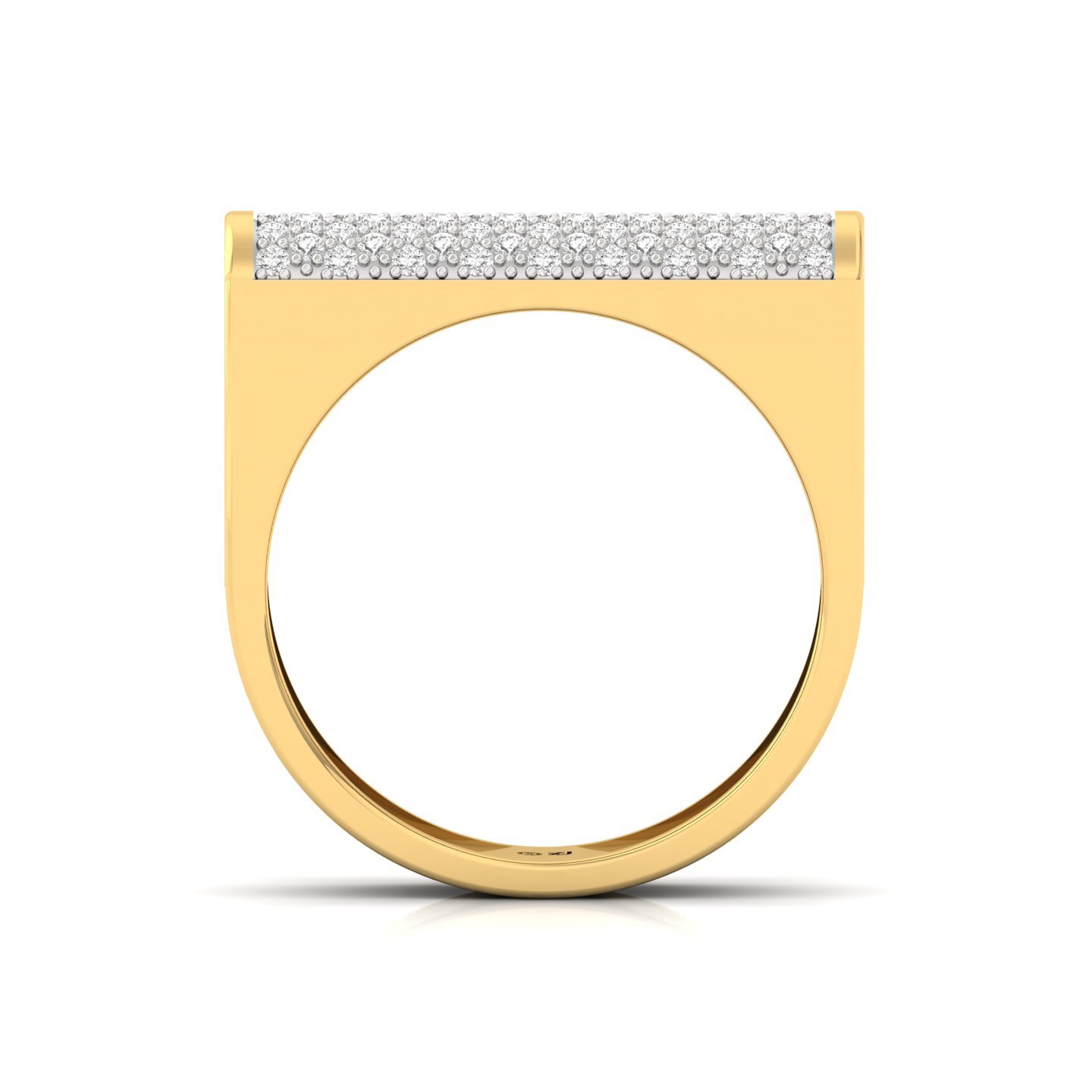 Round Cut Diamond Men’s Wide Pavé Band Ring | Lab Grown CVD Diamond Statement Ring | 925 Silver | 10K | 14K | 18K - View 3