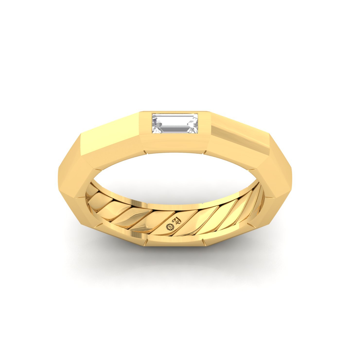 Baguette Cut Diamond Men’s Band Ring | Modern Lab Grown CVD Diamond Band | 925 Silver | 10K | 14K | 18K - Gold Main View