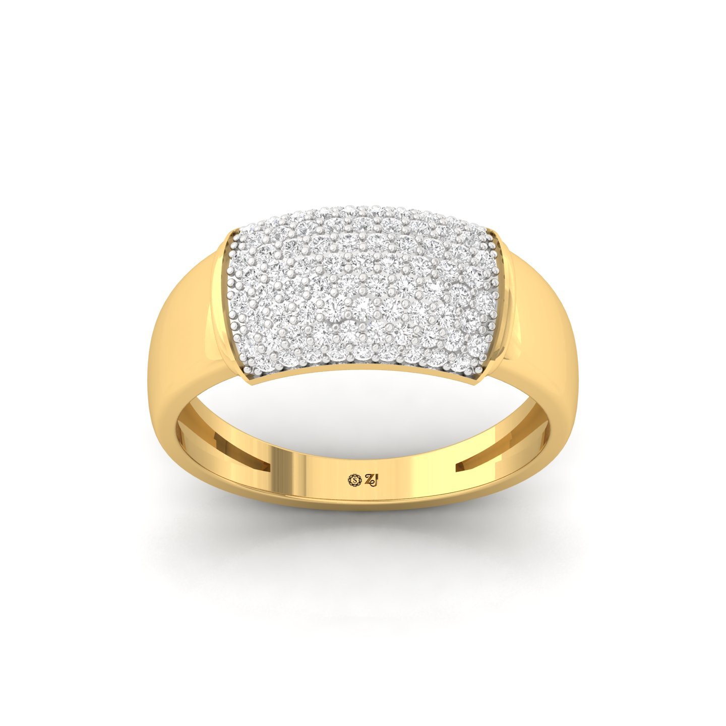 Round Cut Diamond Cluster Men’s Ring | Bold Lab Grown CVD Diamond Statement Ring | 925 Silver | 10K | 14K | 18K - Gold Main View