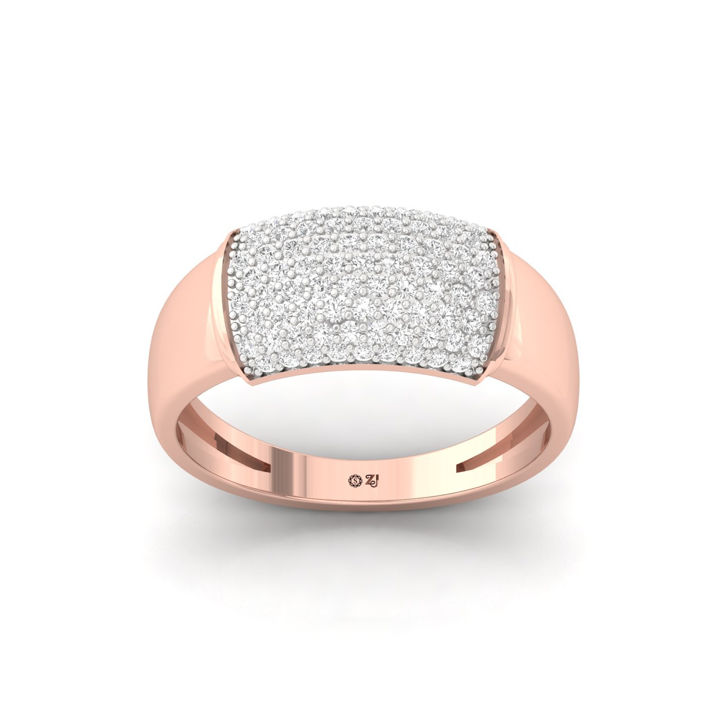 Round Cut Diamond Cluster Men’s Ring | Bold Lab Grown CVD Diamond Statement Ring | 925 Silver | 10K | 14K | 18K - Rose Gold Main View