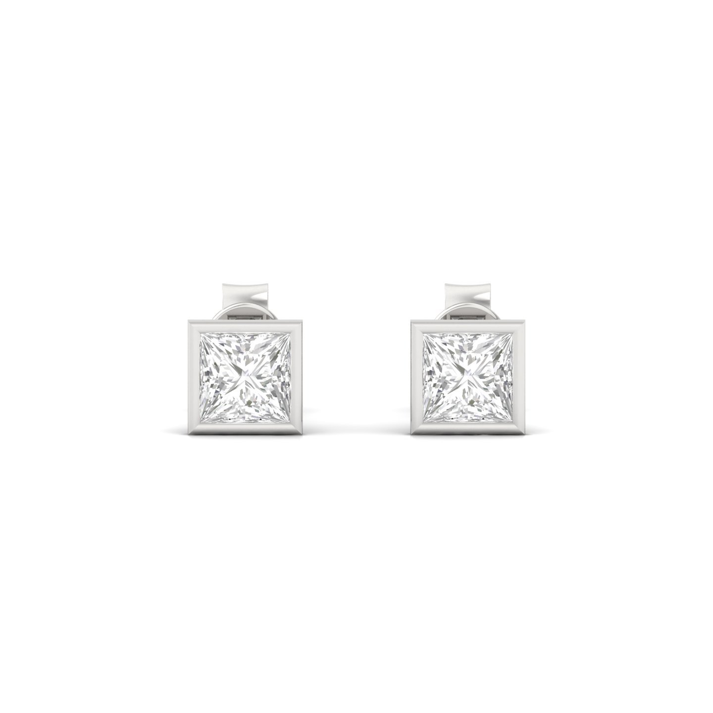 Princess Cut Diamond Stud Earrings (1 Pair) | Modern Lab Grown CVD Diamond Solitaire Earrings | 925 Silver | 10K | 14K | 18K - View 2
