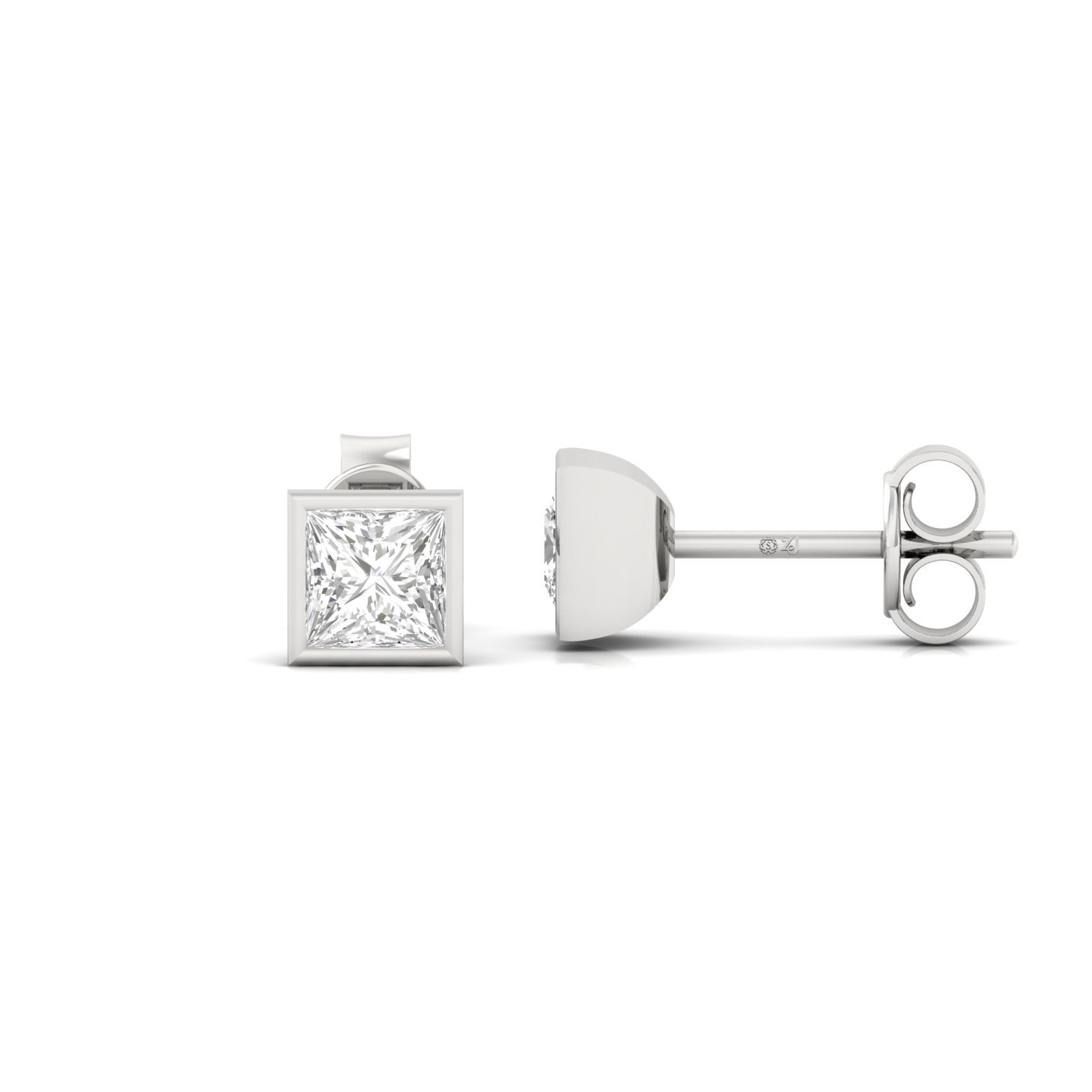 Princess Cut Diamond Stud Earrings (1 Pair) | Modern Lab Grown CVD Diamond Solitaire Earrings | 925 Silver | 10K | 14K | 18K - Main View