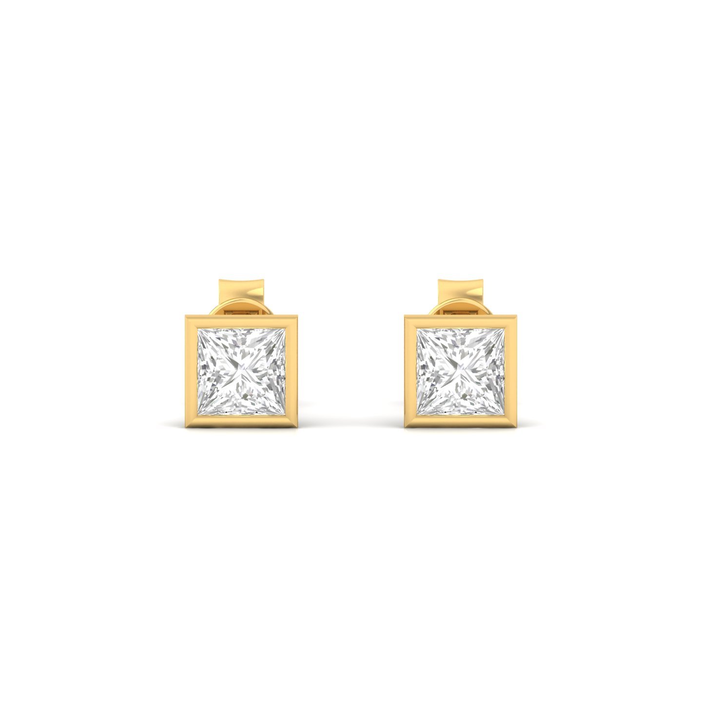 Princess Cut Diamond Stud Earrings (1 Pair) | Modern Lab Grown CVD Diamond Solitaire Earrings | 925 Silver | 10K | 14K | 18K - View 2