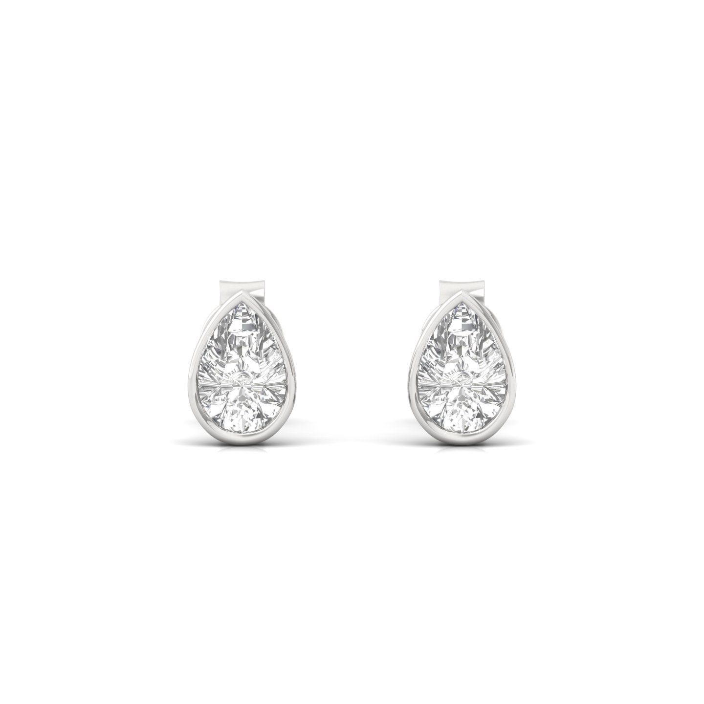 Pear Cut Diamond Stud Earrings (1 Pair) | Elegant Lab Grown CVD Diamond Solitaire Earrings | 925 Silver | 10K | 14K | 18K - View 2
