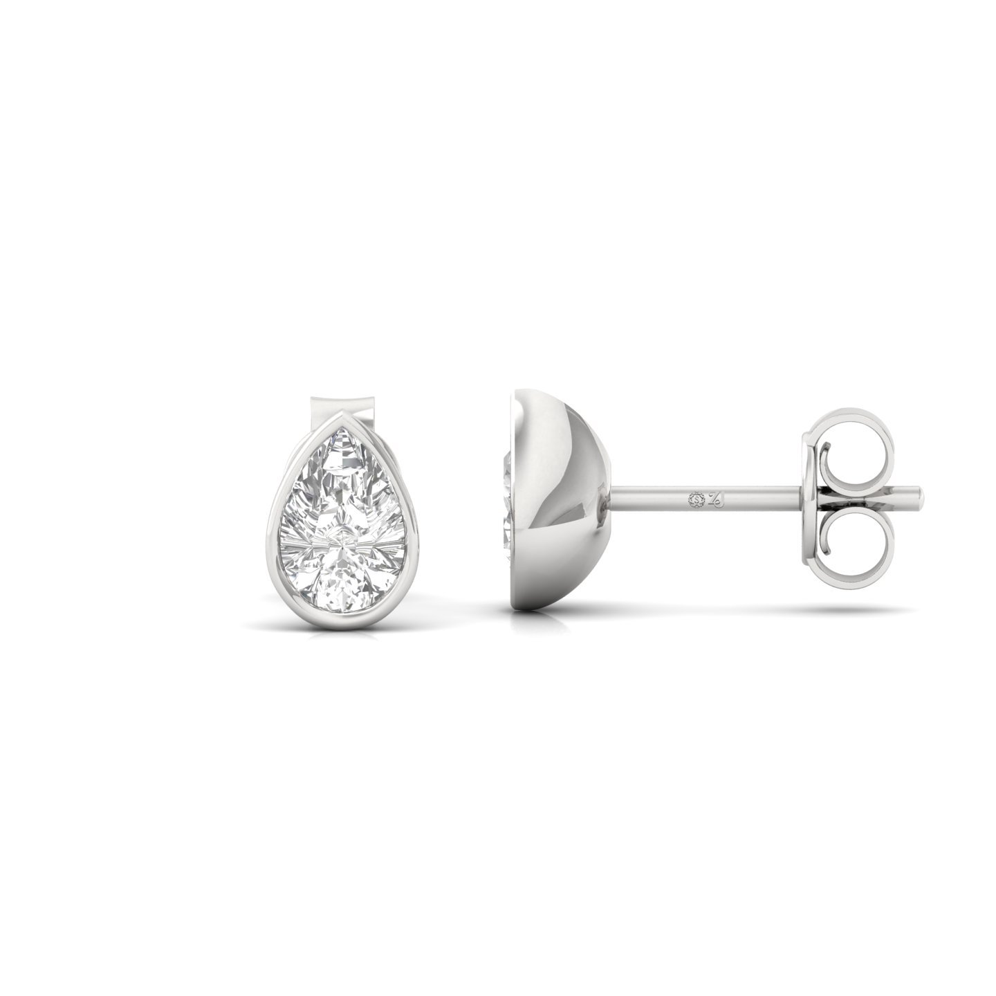 Pear Cut Diamond Stud Earrings (1 Pair) | Elegant Lab Grown CVD Diamond Solitaire Earrings | 925 Silver | 10K | 14K | 18K - Main View
