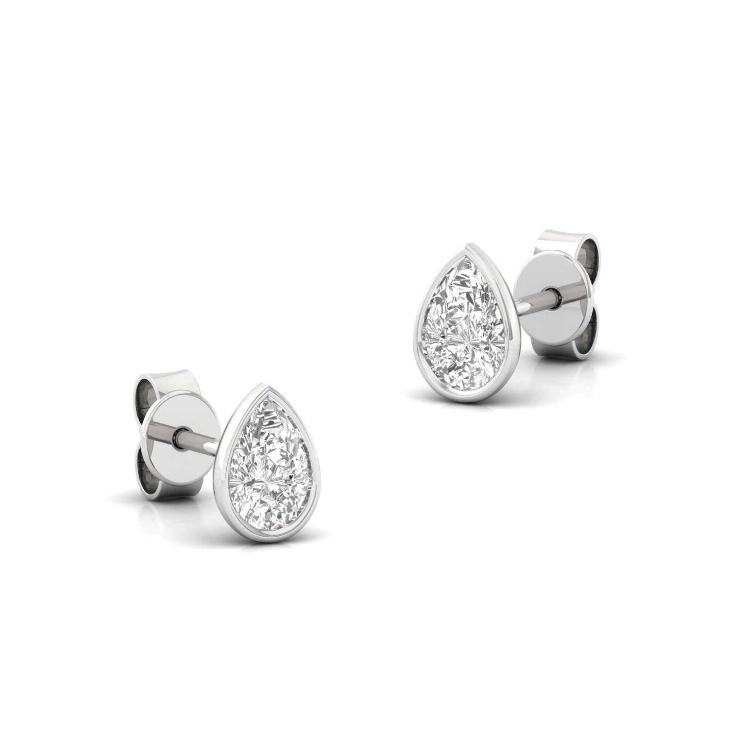 Pear Cut Diamond Stud Earrings (1 Pair) | Elegant Lab Grown CVD Diamond Solitaire Earrings | 925 Silver | 10K | 14K | 18K - View 3