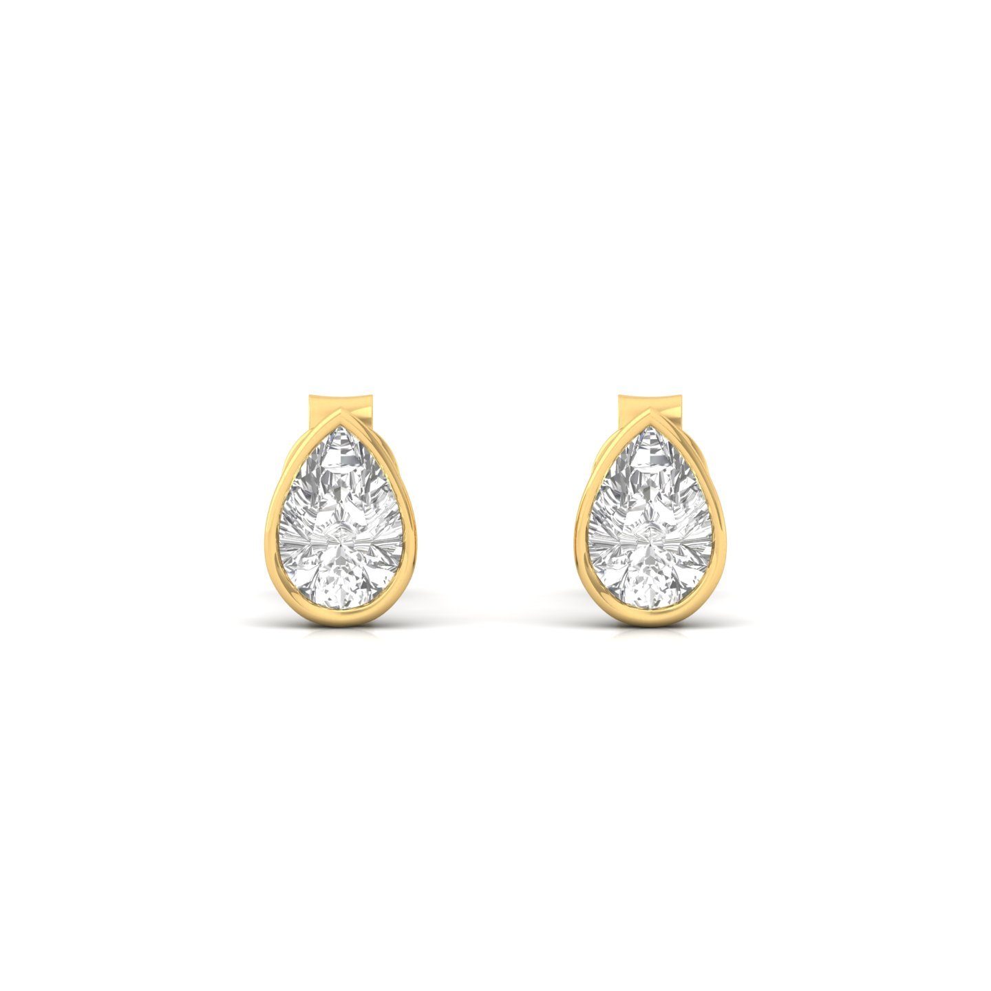 Pear Cut Diamond Stud Earrings (1 Pair) | Elegant Lab Grown CVD Diamond Solitaire Earrings | 925 Silver | 10K | 14K | 18K - View 2