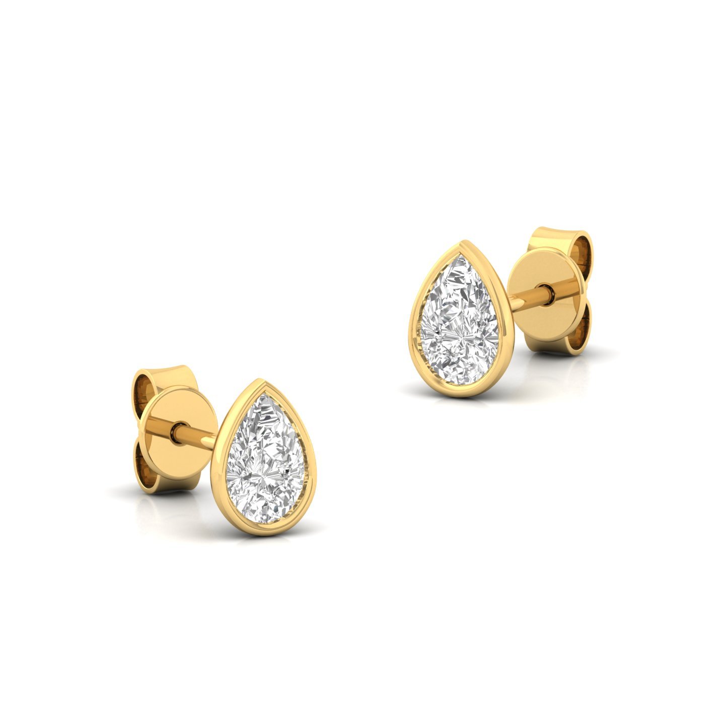 Pear Cut Diamond Stud Earrings (1 Pair) | Elegant Lab Grown CVD Diamond Solitaire Earrings | 925 Silver | 10K | 14K | 18K - View 3