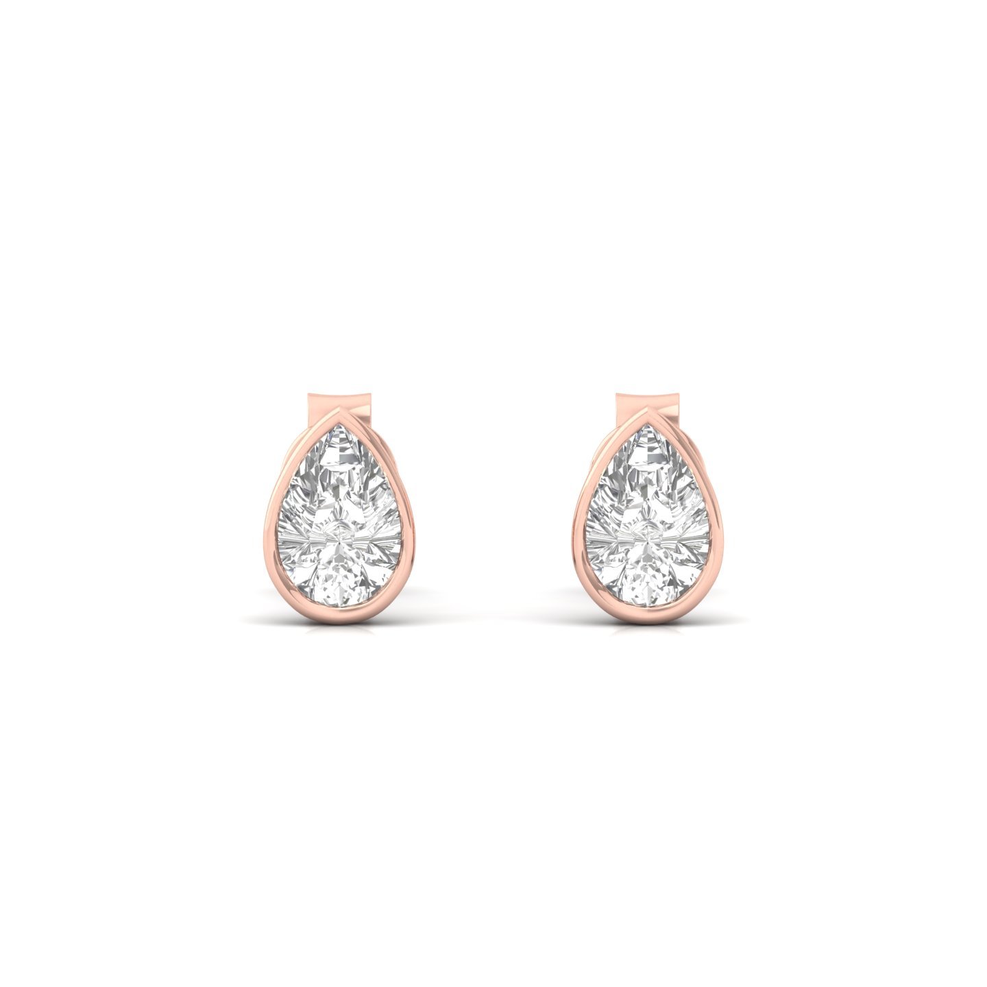 Pear Cut Diamond Stud Earrings (1 Pair) | Elegant Lab Grown CVD Diamond Solitaire Earrings | 925 Silver | 10K | 14K | 18K - View 2