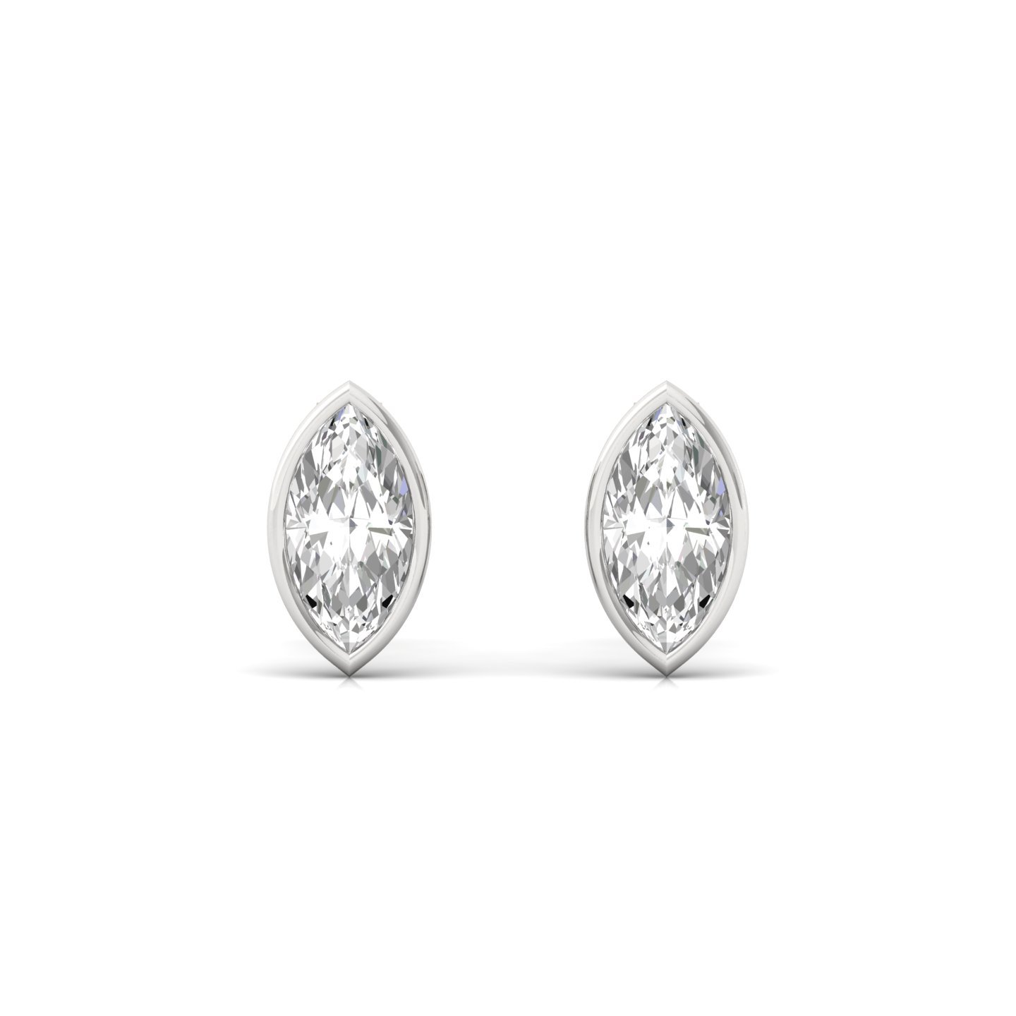 Marquise Cut Diamond Stud Earrings (1 Pair) | Sleek Lab Grown CVD Diamond Solitaire Earrings | 925 Silver | 10K | 14K | 18K - View 2