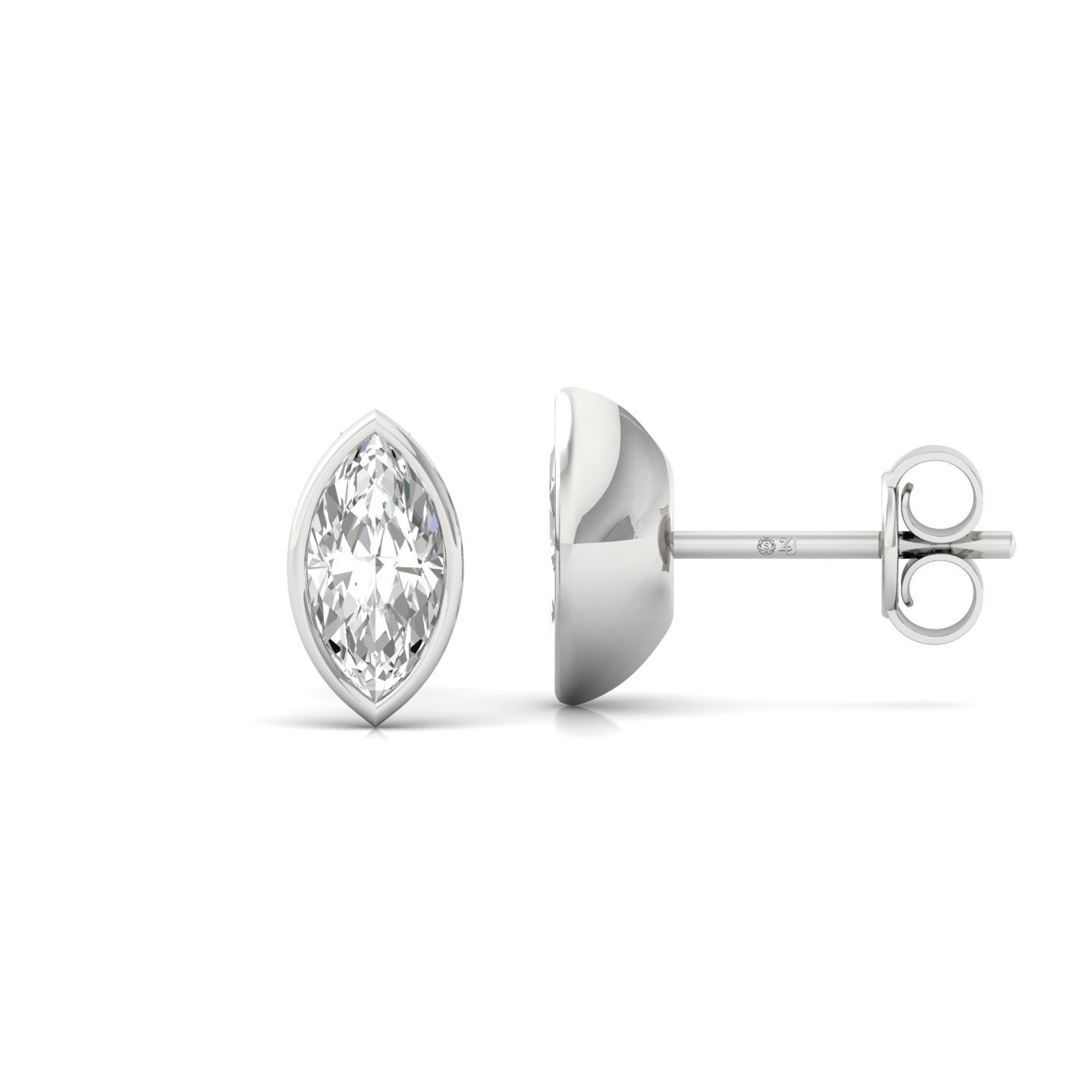 Marquise Cut Diamond Stud Earrings (1 Pair) | Sleek Lab Grown CVD Diamond Solitaire Earrings | 925 Silver | 10K | 14K | 18K - Main View