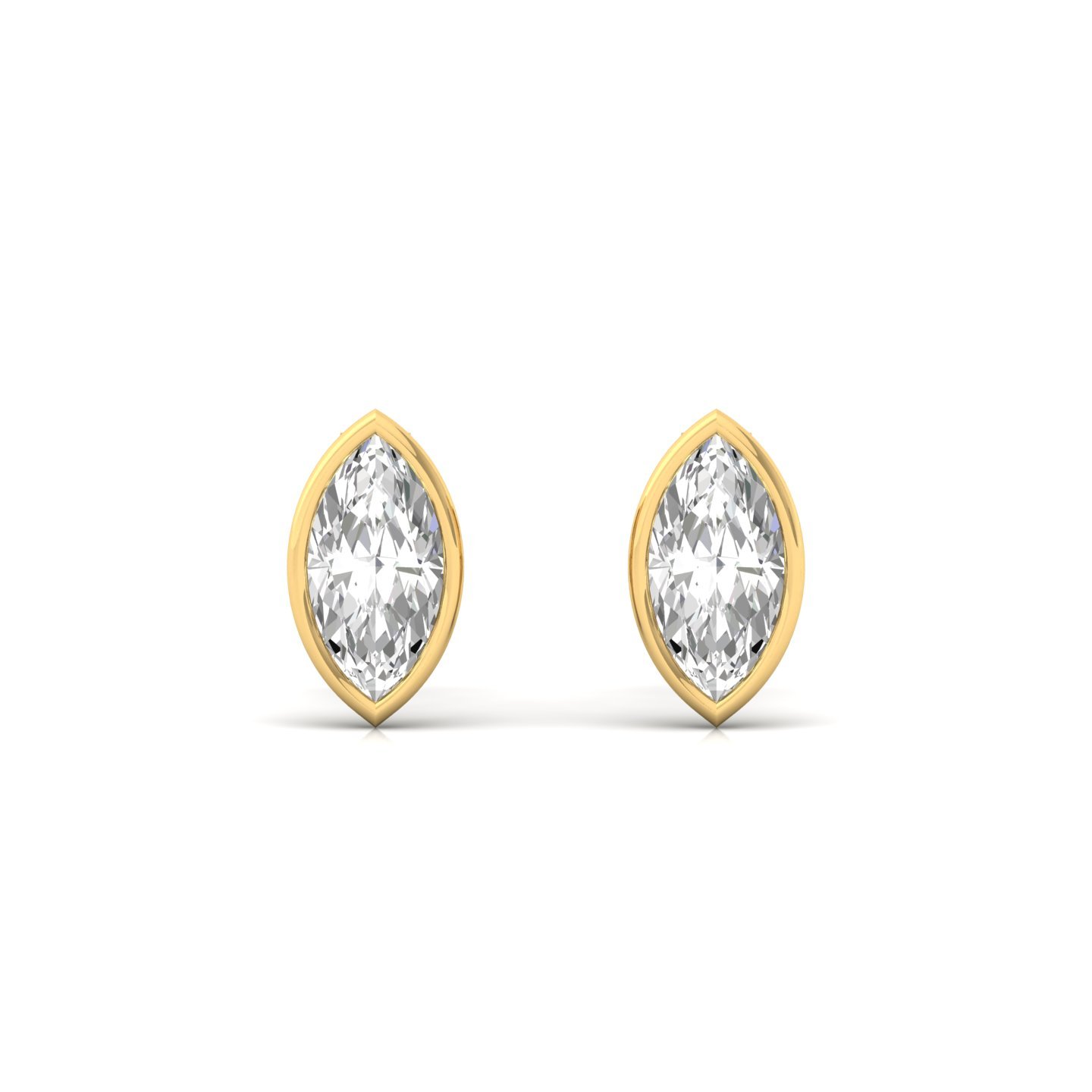 Marquise Cut Diamond Stud Earrings (1 Pair) | Sleek Lab Grown CVD Diamond Solitaire Earrings | 925 Silver | 10K | 14K | 18K - View 2