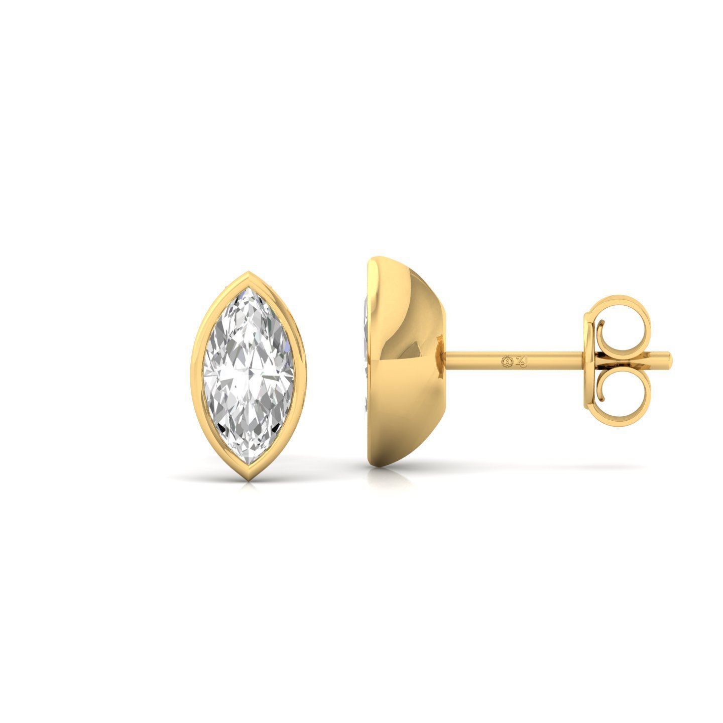 Marquise Cut Diamond Stud Earrings (1 Pair) | Sleek Lab Grown CVD Diamond Solitaire Earrings | 925 Silver | 10K | 14K | 18K - Gold Main View