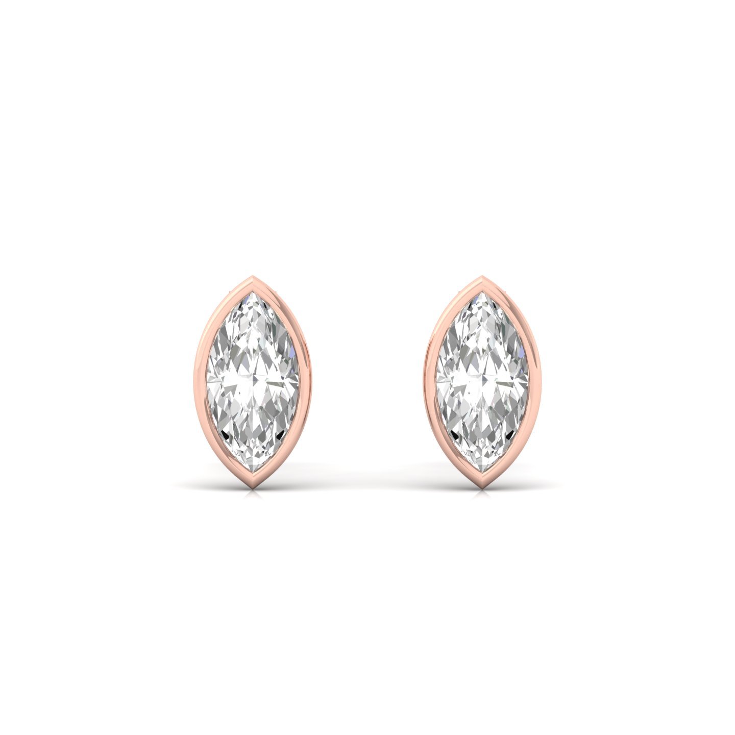 Marquise Cut Diamond Stud Earrings (1 Pair) | Sleek Lab Grown CVD Diamond Solitaire Earrings | 925 Silver | 10K | 14K | 18K - View 2