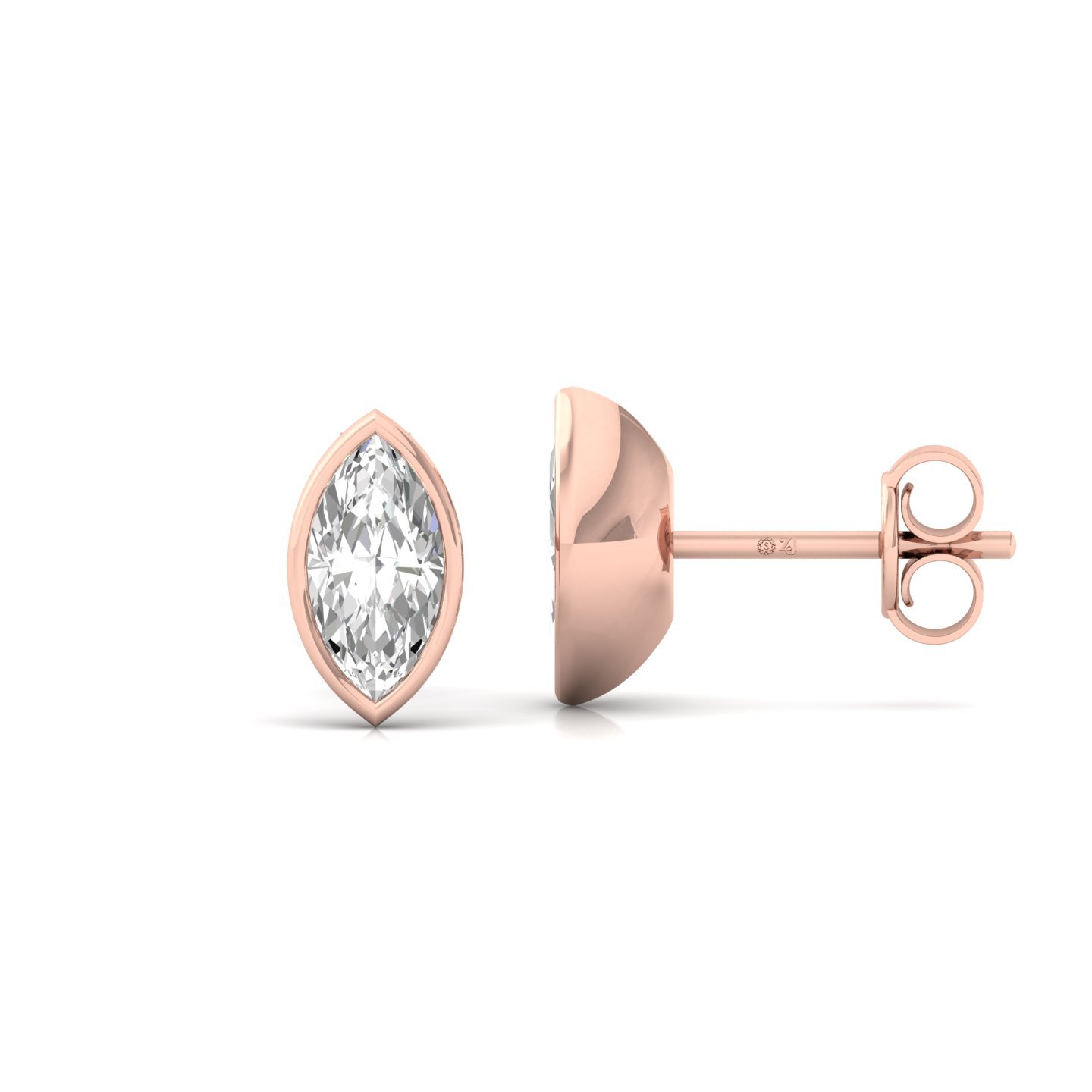 Marquise Cut Diamond Stud Earrings (1 Pair) | Sleek Lab Grown CVD Diamond Solitaire Earrings | 925 Silver | 10K | 14K | 18K - Rose Gold Main View