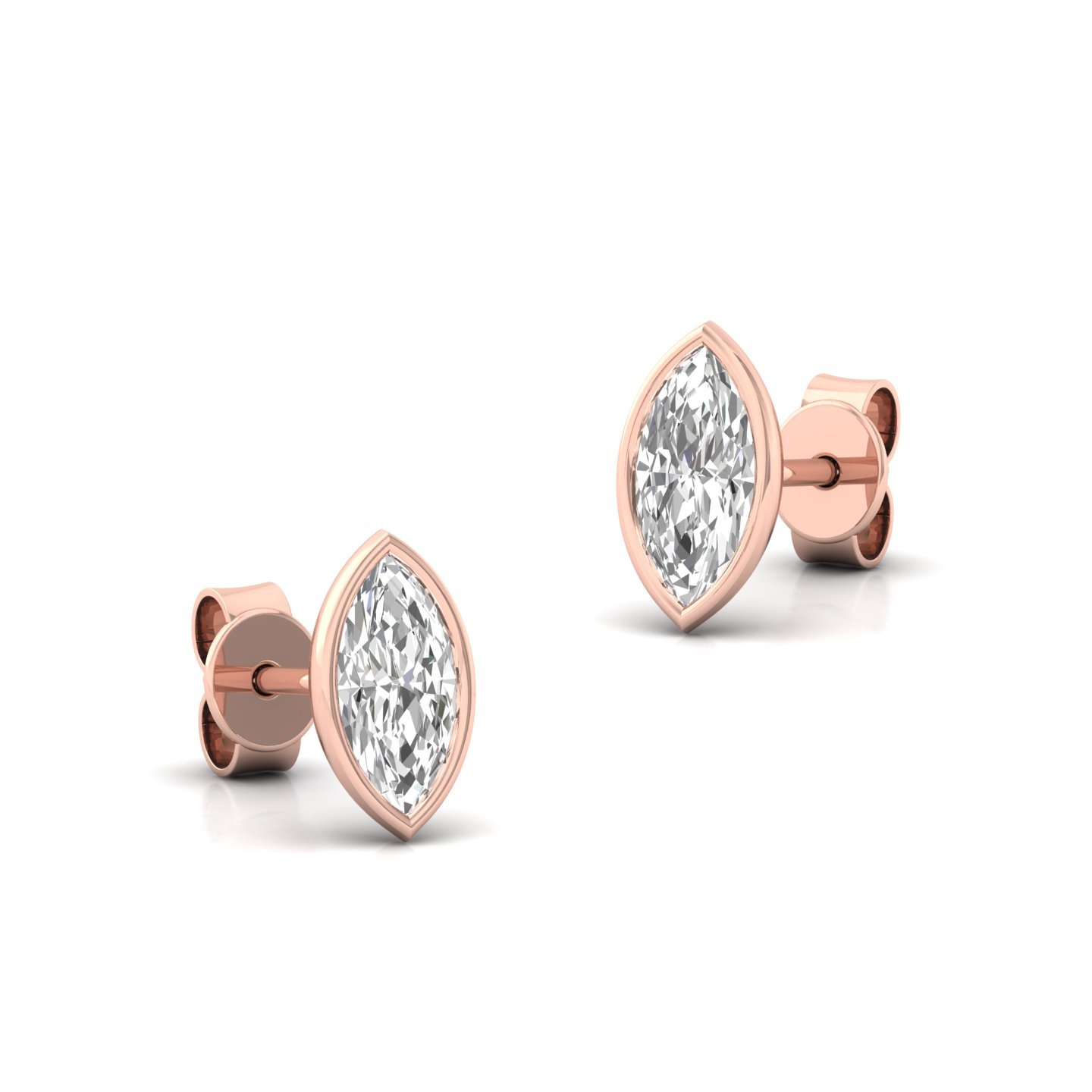 Marquise Cut Diamond Stud Earrings (1 Pair) | Sleek Lab Grown CVD Diamond Solitaire Earrings | 925 Silver | 10K | 14K | 18K - View 3