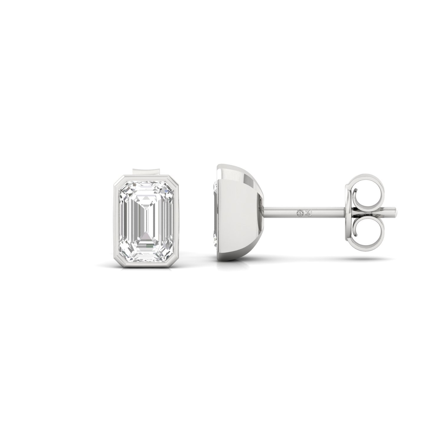 Emerald Cut Diamond Stud Earrings (1 Pair) | Elegant Lab Grown CVD Diamond Solitaire Earrings | 925 Silver | 10K | 14K | 18K - Main View