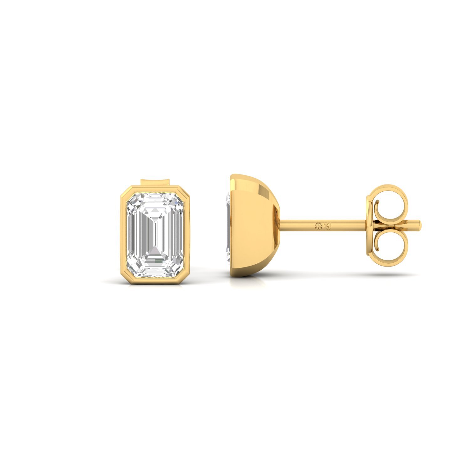 Emerald Cut Diamond Stud Earrings (1 Pair) | Elegant Lab Grown CVD Diamond Solitaire Earrings | 925 Silver | 10K | 14K | 18K - Gold Main View
