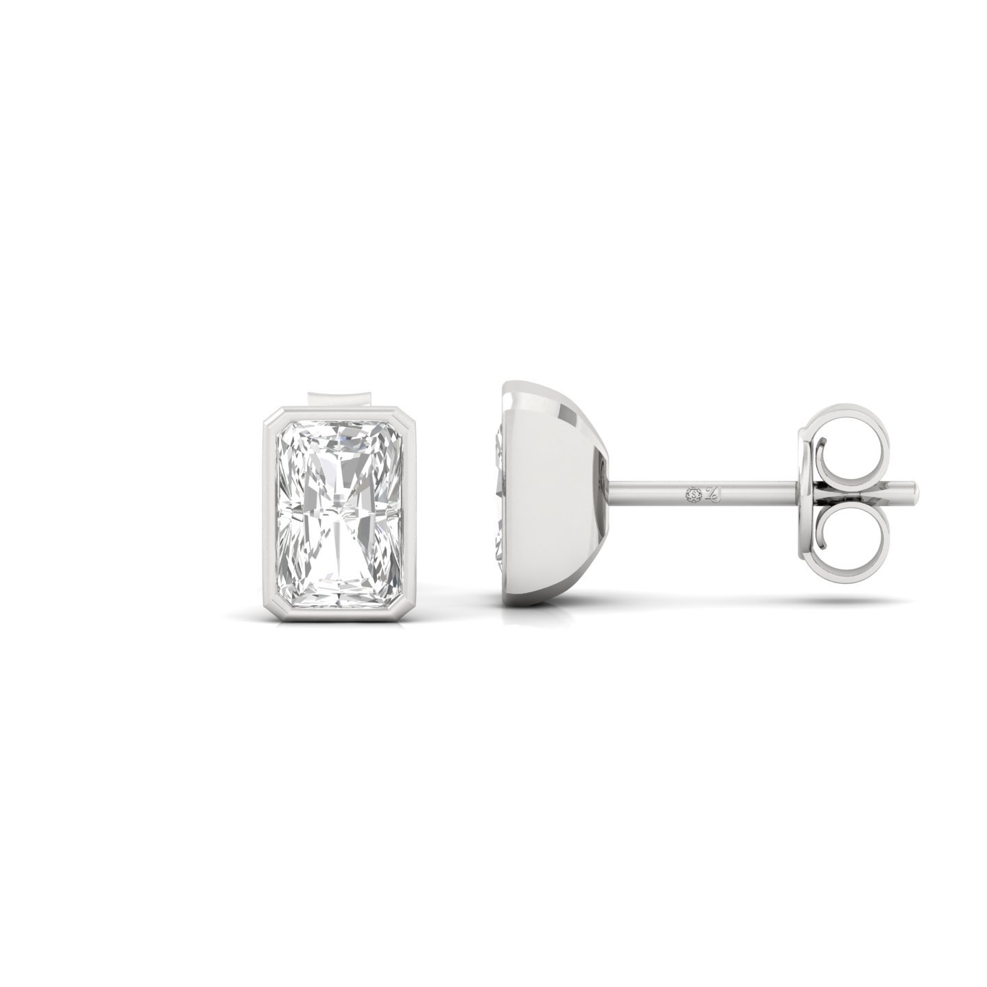 Radiant Cut Diamond Stud Earrings (1 Pair) | Elegant Lab Grown CVD Diamond Solitaire Earrings | 925 Silver | 10K | 14K | 18K - Main View