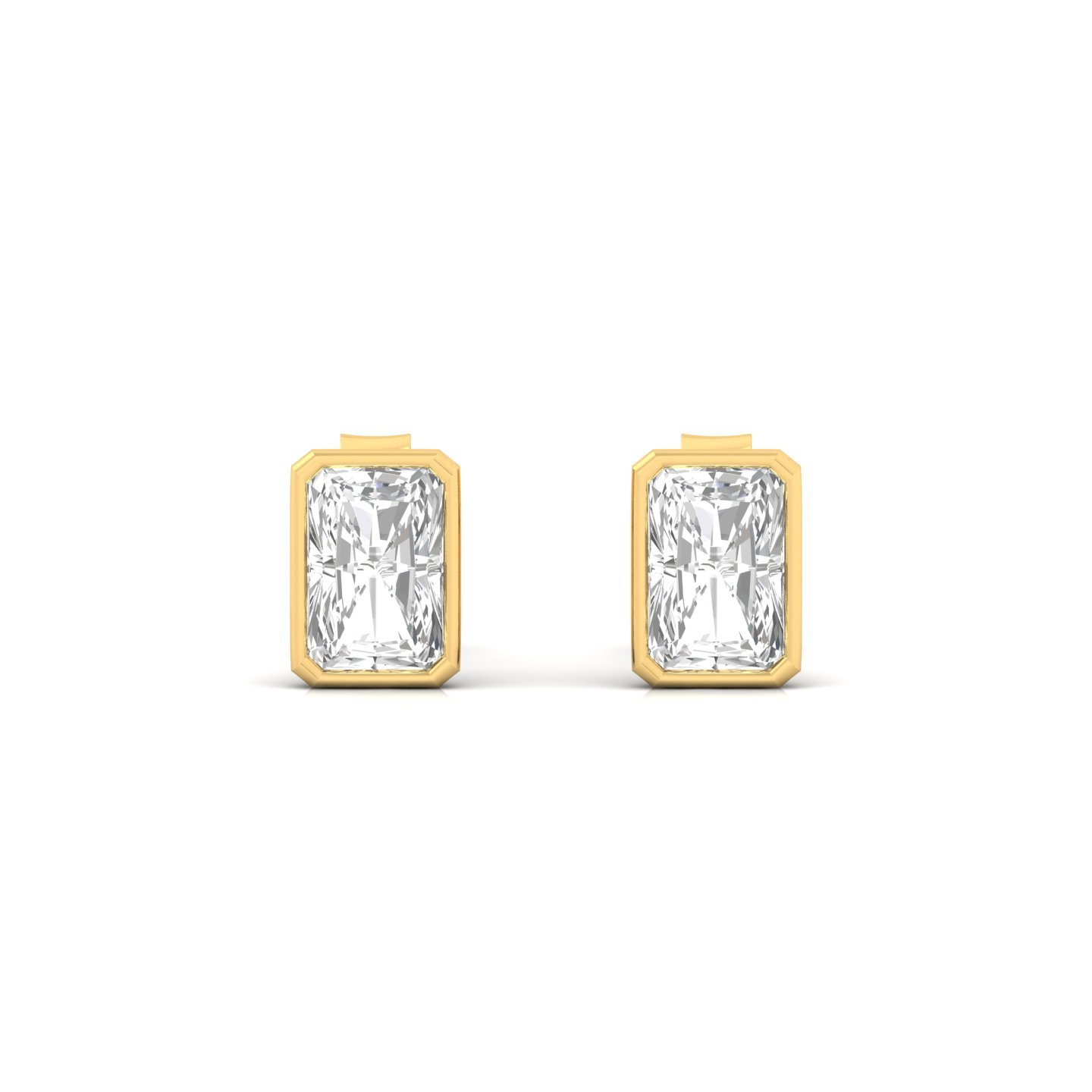 Radiant Cut Diamond Stud Earrings (1 Pair) | Elegant Lab Grown CVD Diamond Solitaire Earrings | 925 Silver | 10K | 14K | 18K - View 2